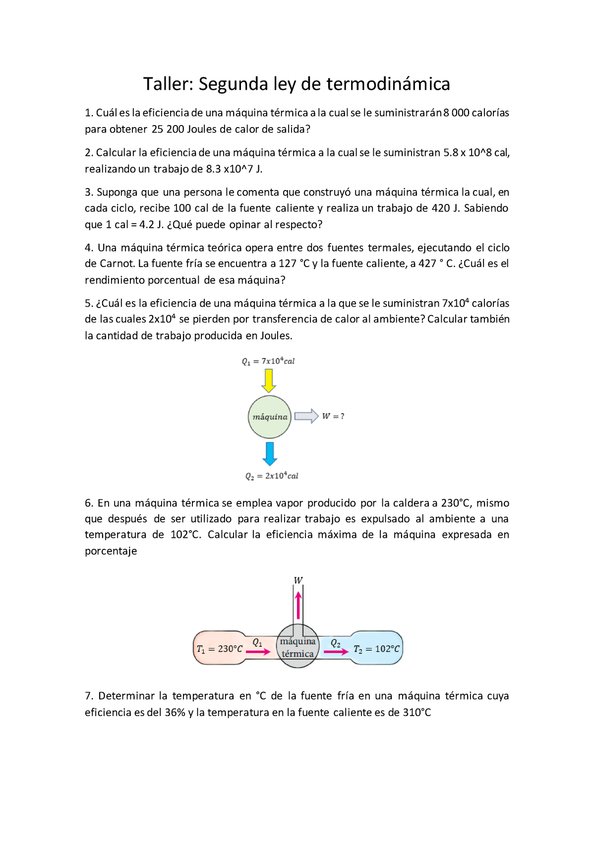 Practica De Segunda Ley De Termodinamica - Taller: Segunda Ley De ...