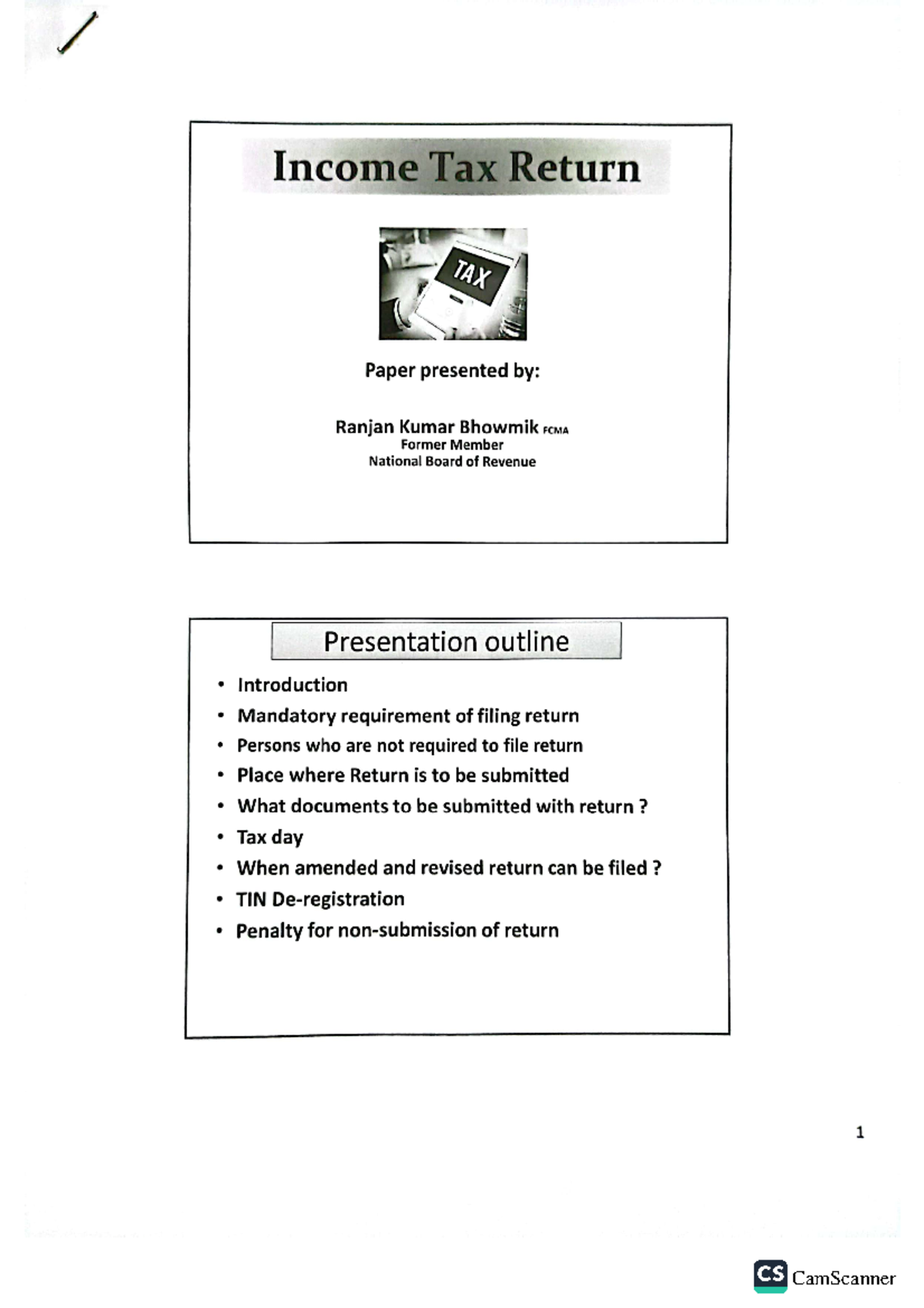 Income Tax Return - ita - Income Tax Return Paper presented : Ranjan ...