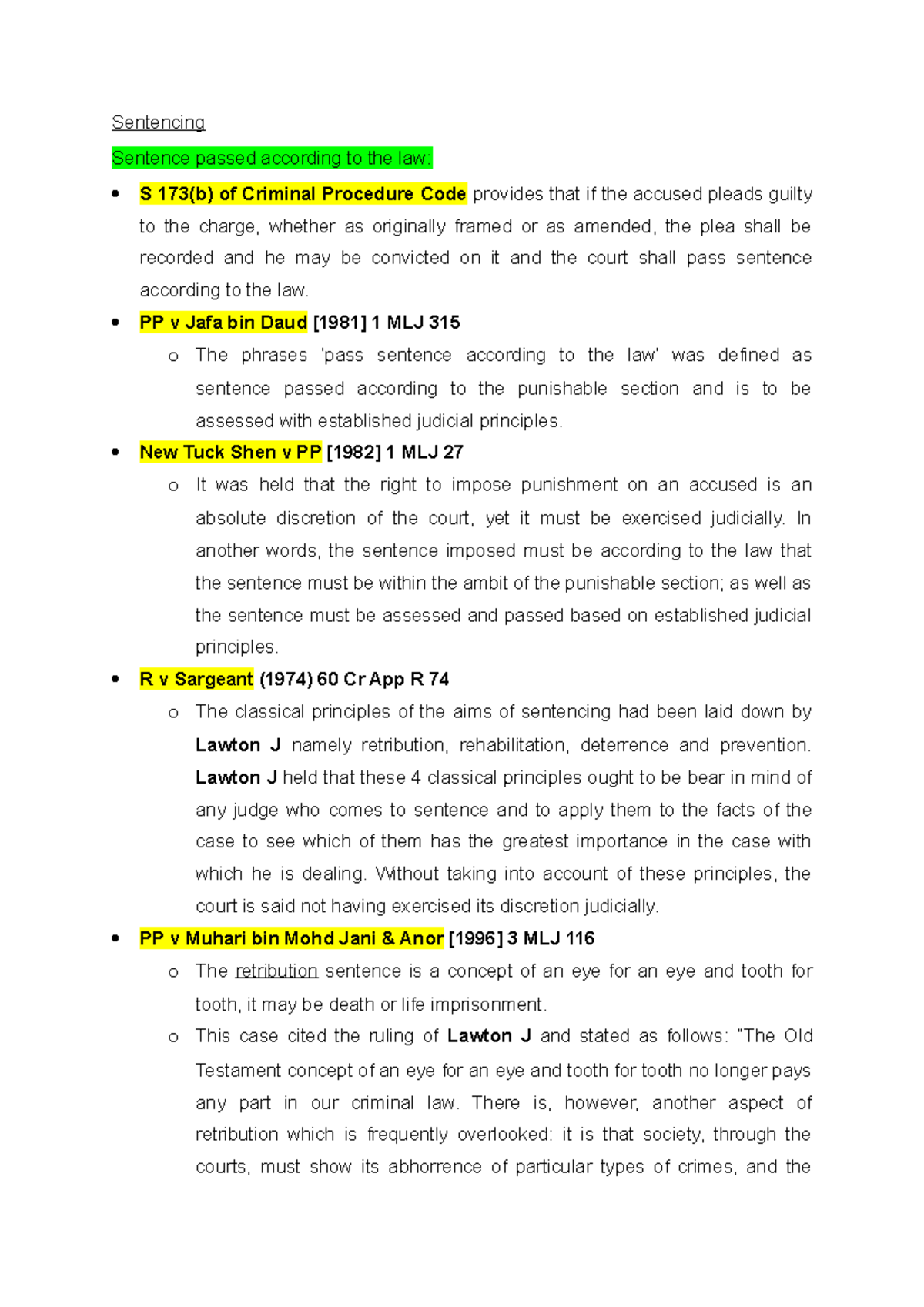 Sentencing and aggravating factors - Sentencing Sentence passed ...