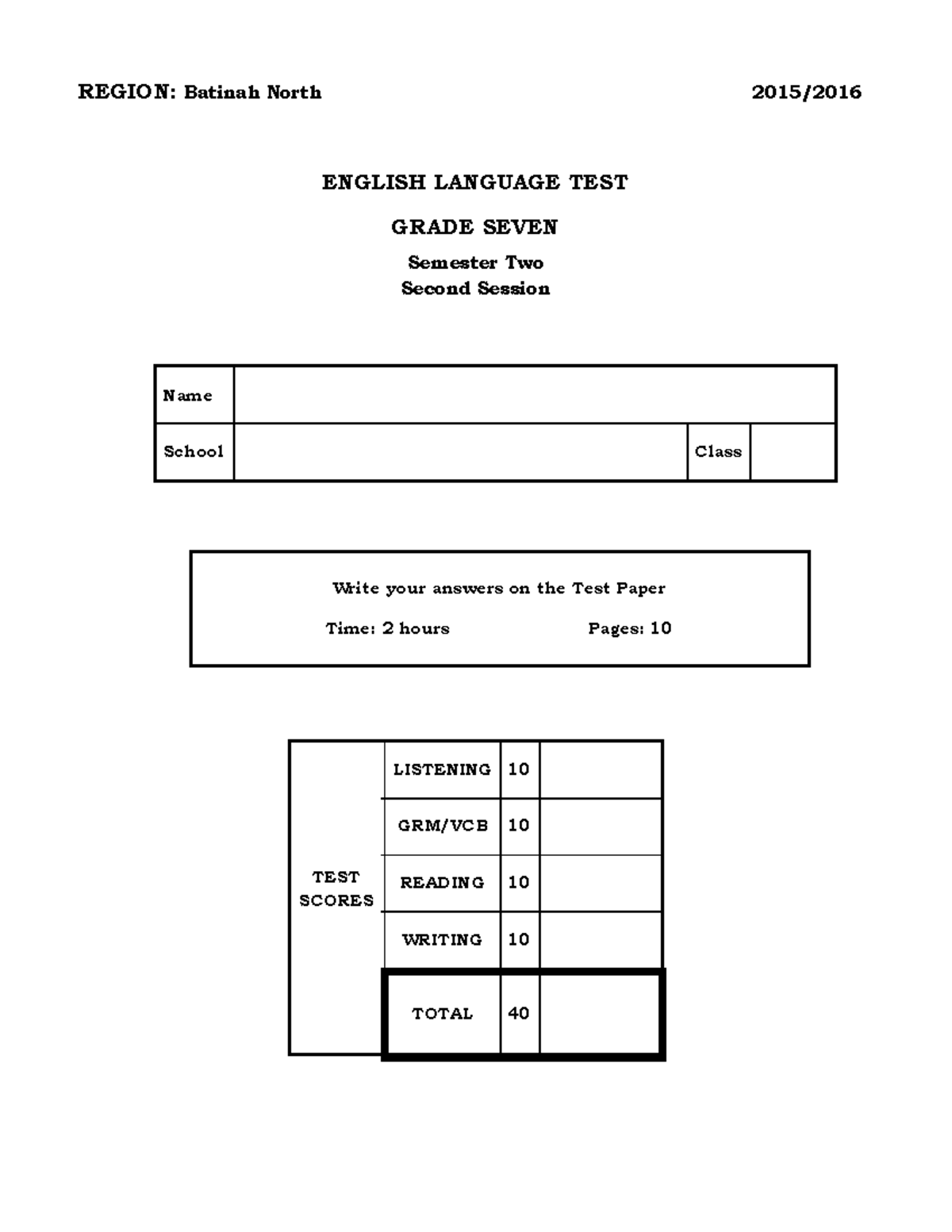 Book2575064689 - English Practice Test for Grade 7 - REGION: Batinah ...