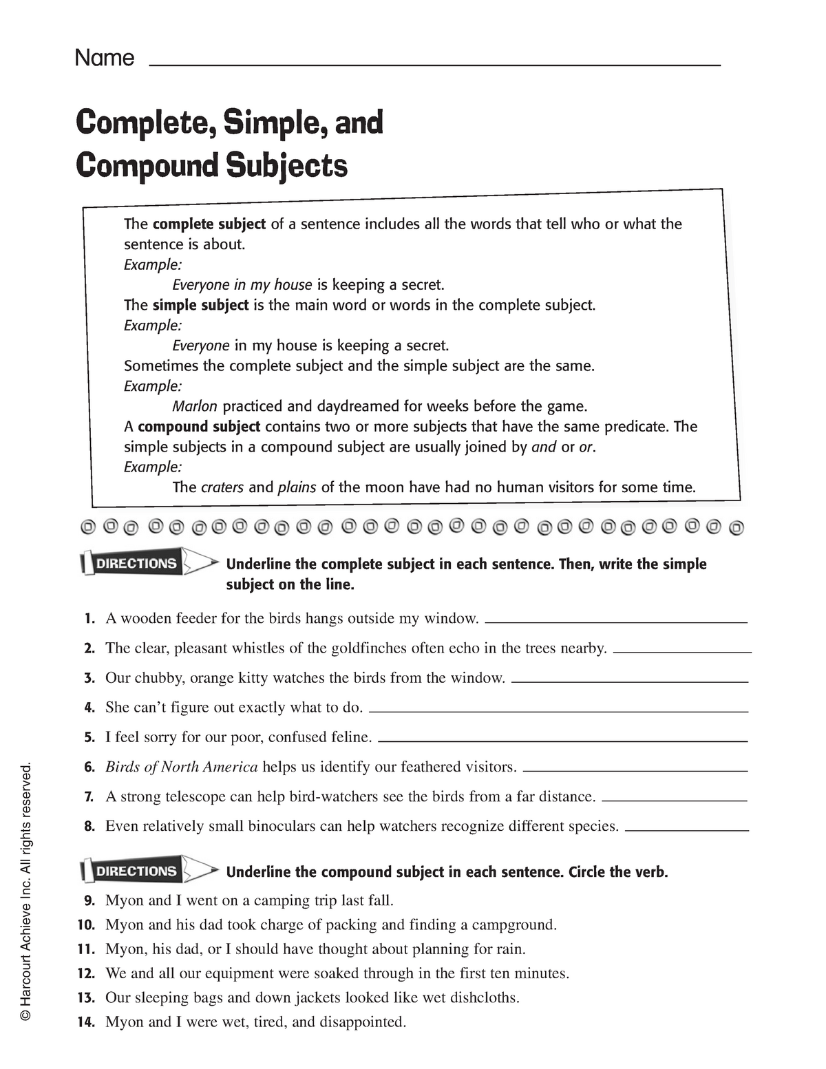 Spanish Lecture Notes - Complete, Simple, and Compound Subjects The ...