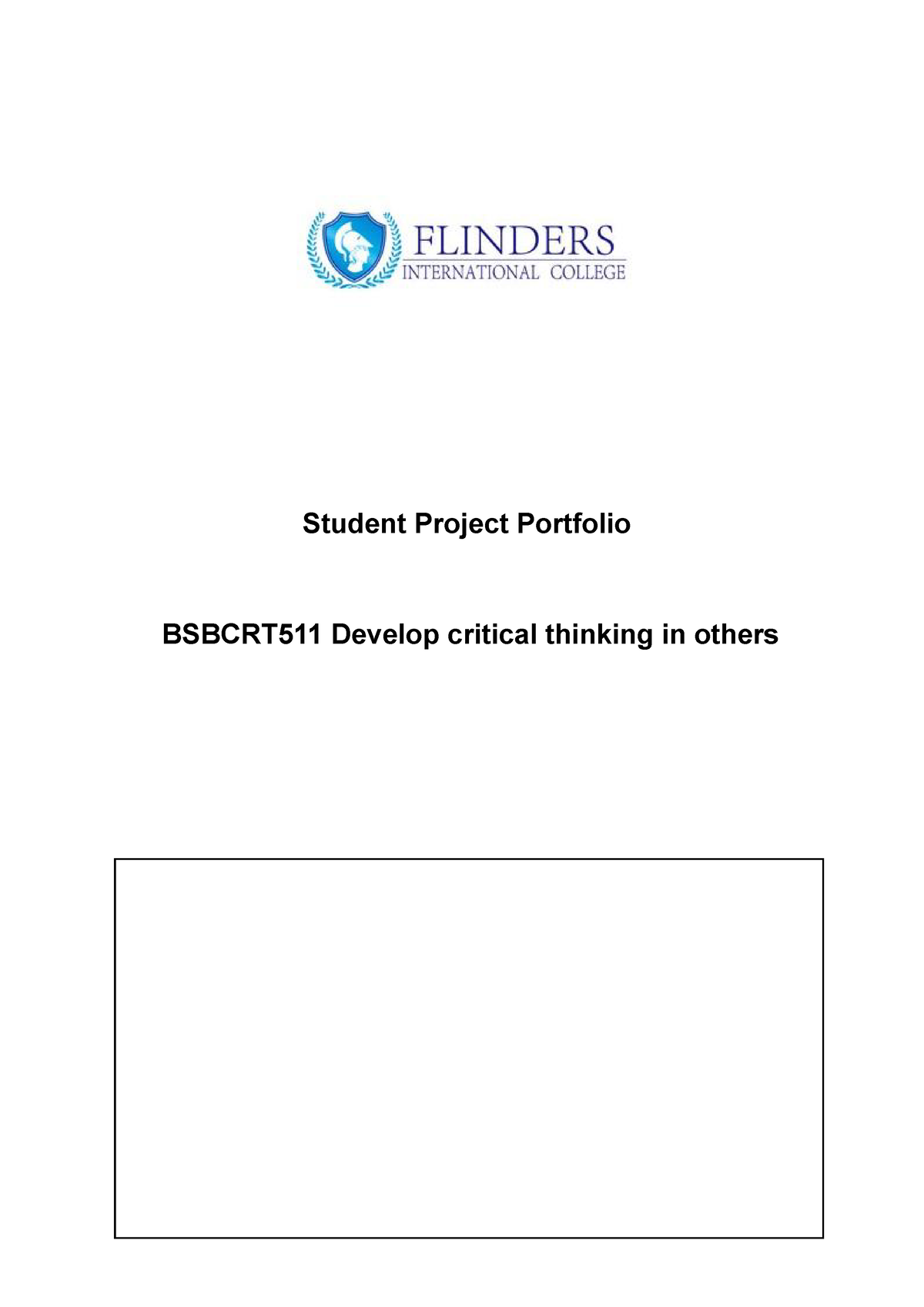 Bsbcrt 511 Project Portfolio - Student Project Portfolio BSBCRT511 ...