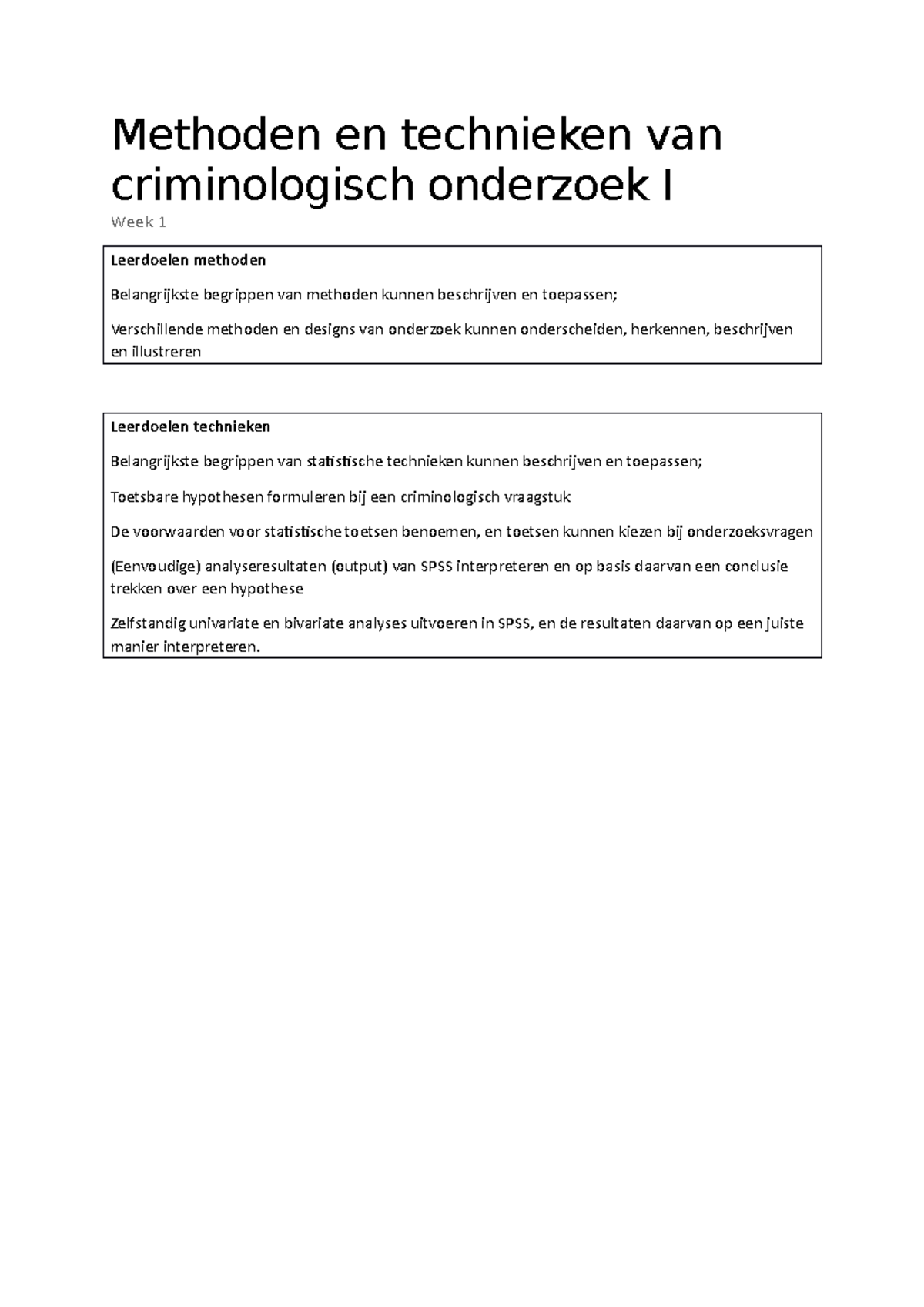 MT1 Week 1 - Samenvatting Onderzoeksmethoden - Methoden En Technieken ...