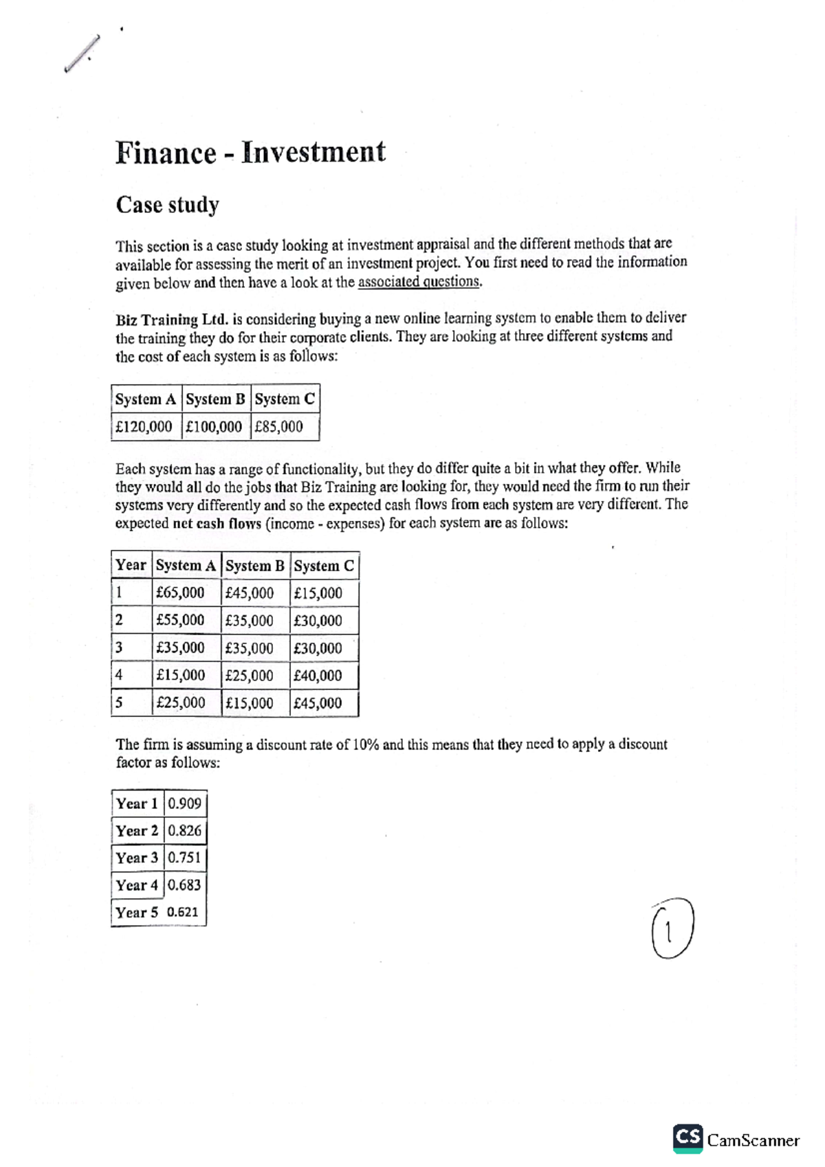 Investment - You first need to read the information given below and ...