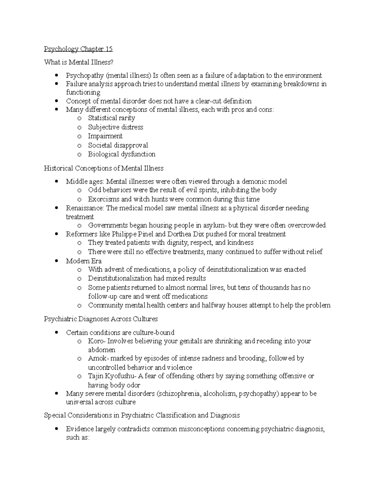 Psychology Chapter 15 Notes - Psychology Chapter 15 What Is Mental ...