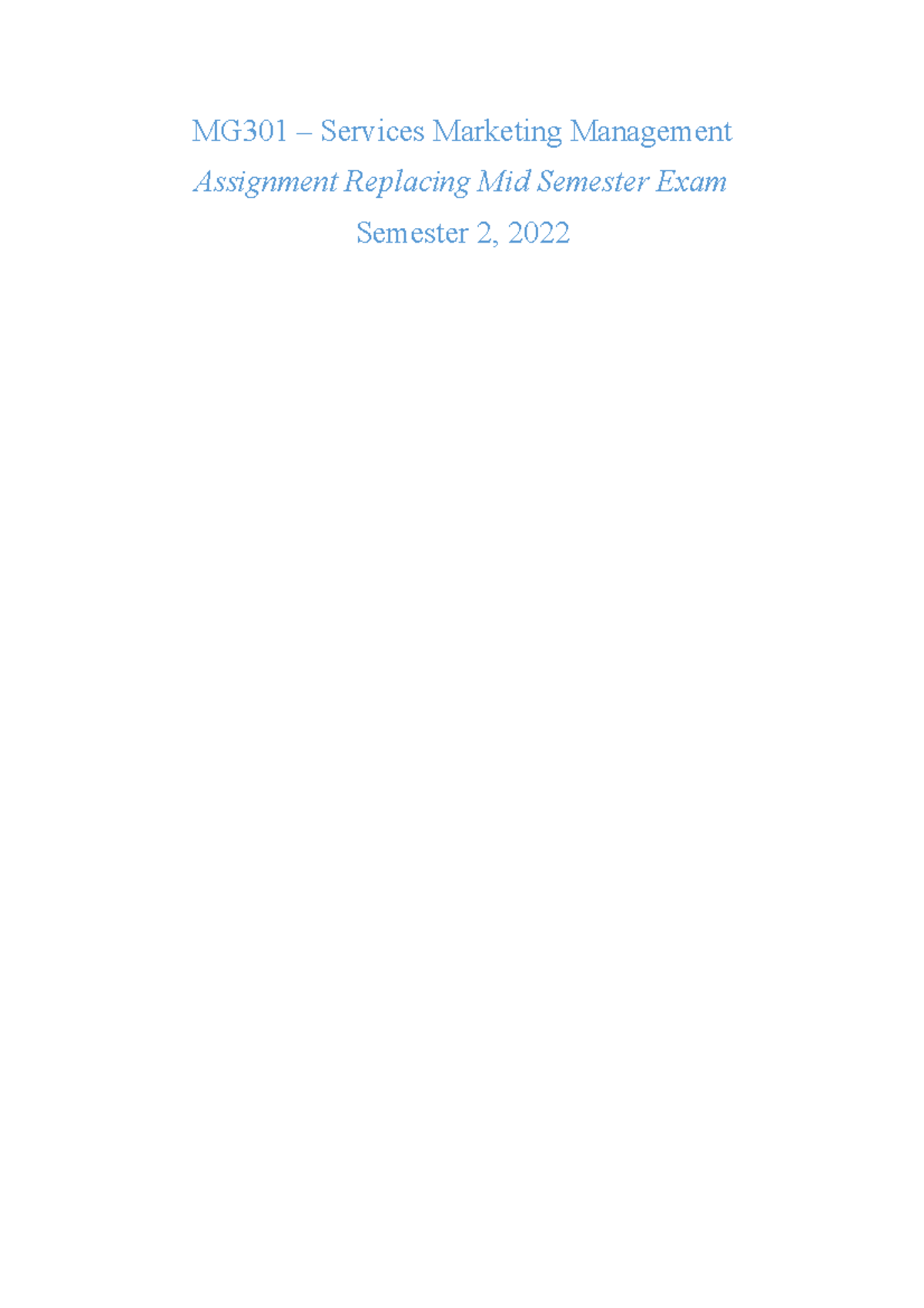 Mg301 Assignment For Students Learning Mg301 Services Marketing Management Assignment Mg301 Assignment For Students Learning Mg301 Services Marketing Management Assignment