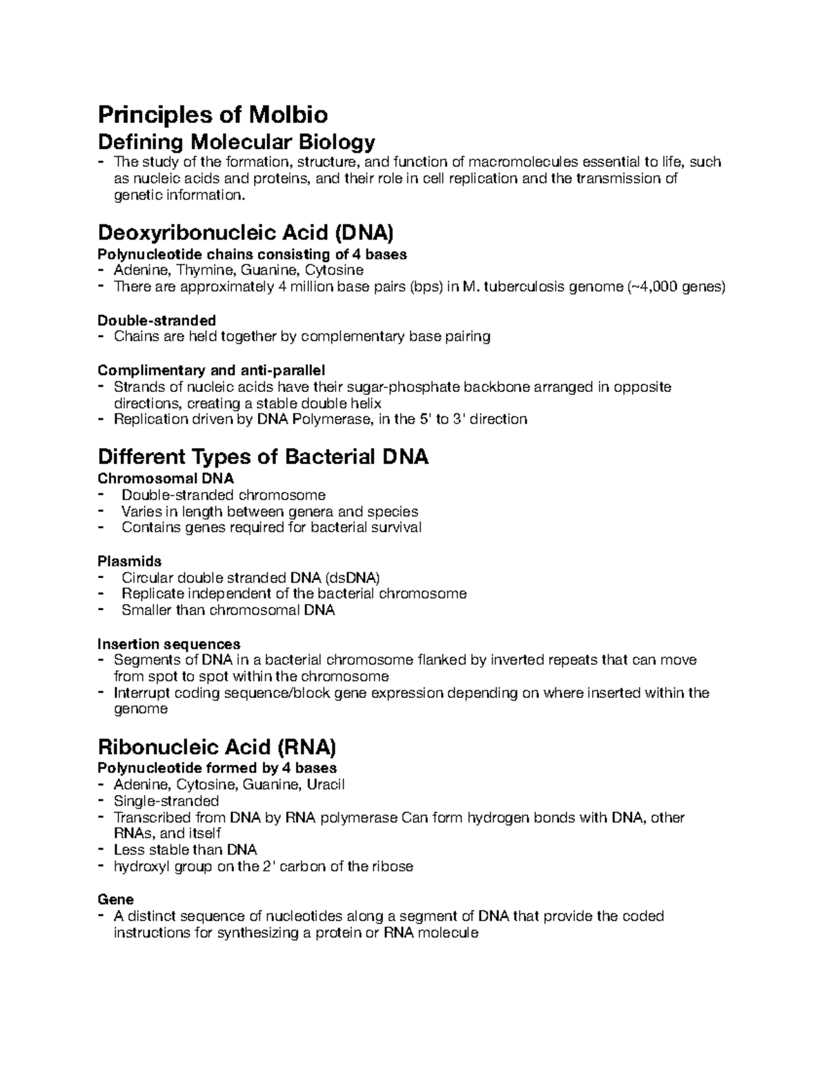 Principles of Molbio 2 - Principles of Molbio Defining Molecular ...