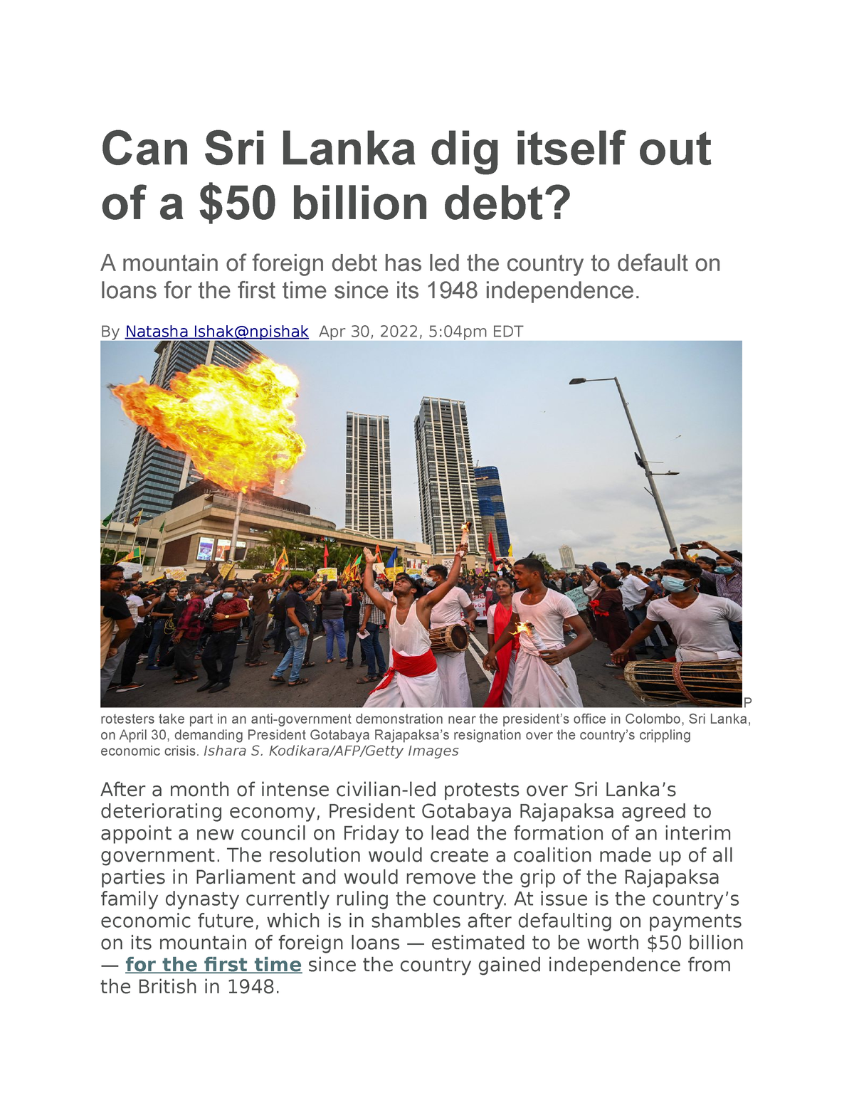 Sri Lanka Economic Crisis - Can Sri Lanka Dig Itself Out Of A $50 ...