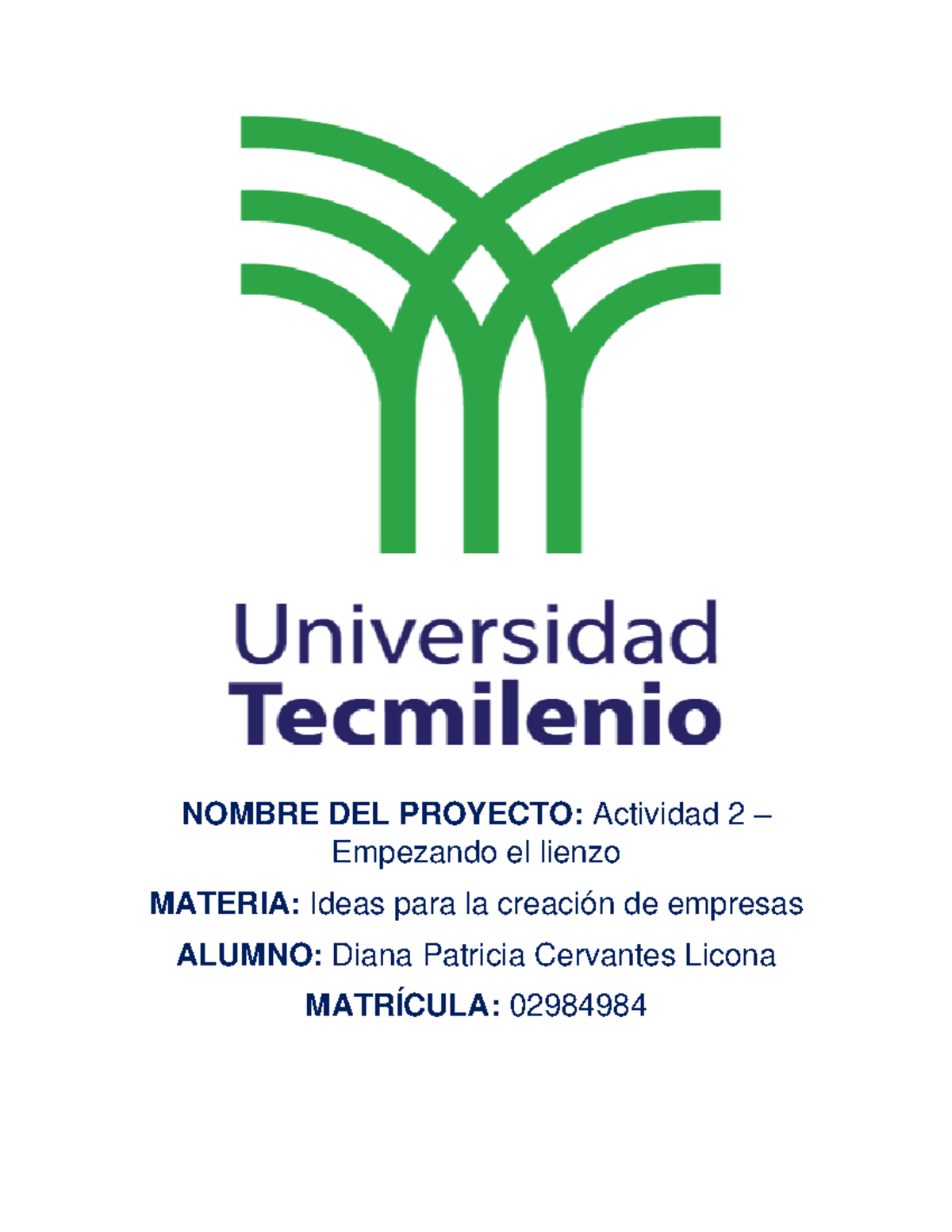Actividad 2 de la materia ideas para creación de empresas - NOMBRE DEL ...