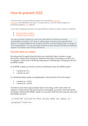 XSS Cheat Sheet - Good XSS - - Studocu
