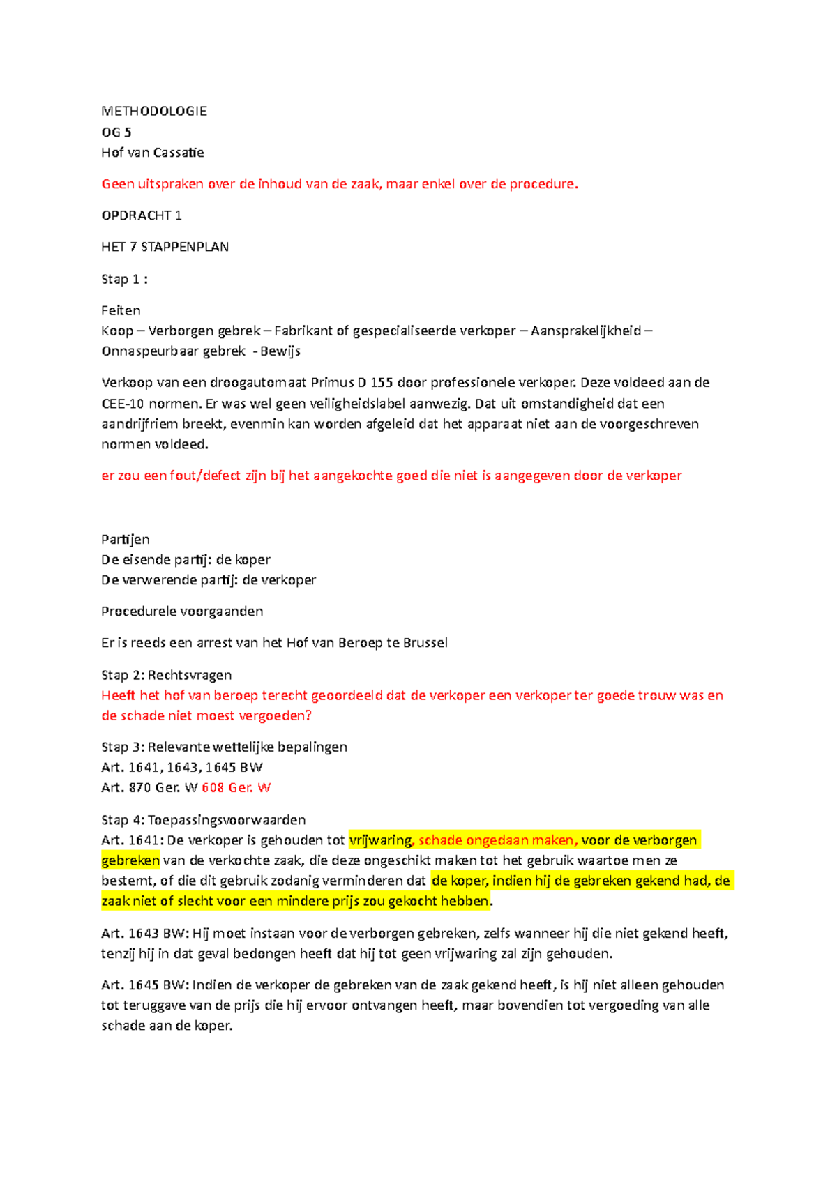 Methodologie 1 OG 5 - METHODOLOGIE OG 5 Hof Van Cassatie Geen ...