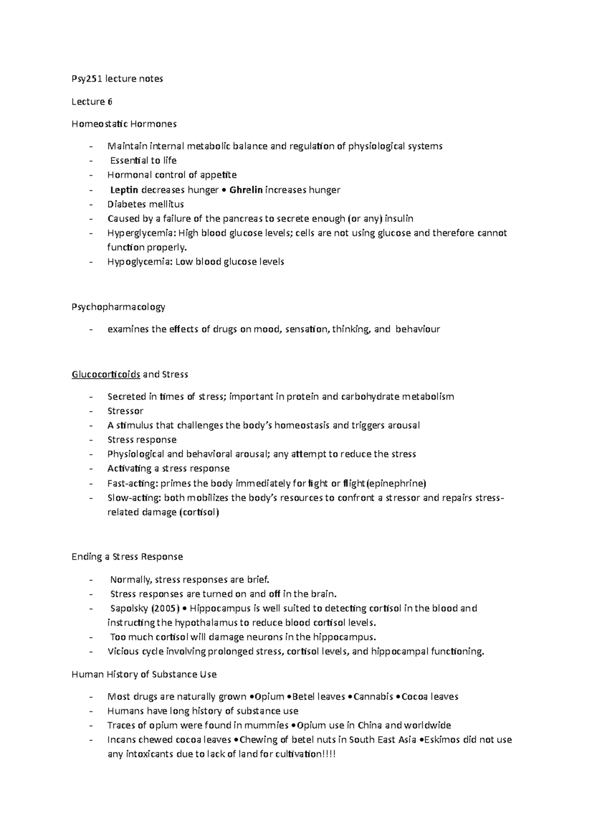 Psy251 lecture notes for exam and quiz revision - Psy251 lecture notes ...