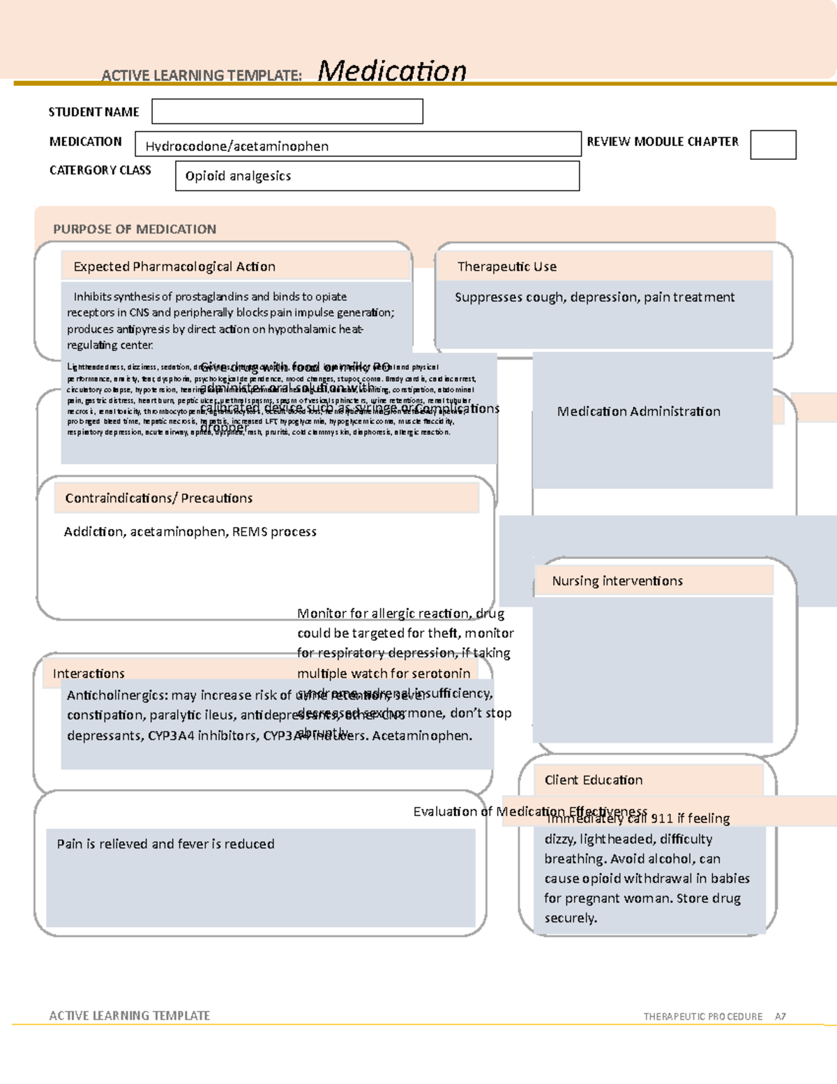 Active Learning Template Medication Acetaminophen