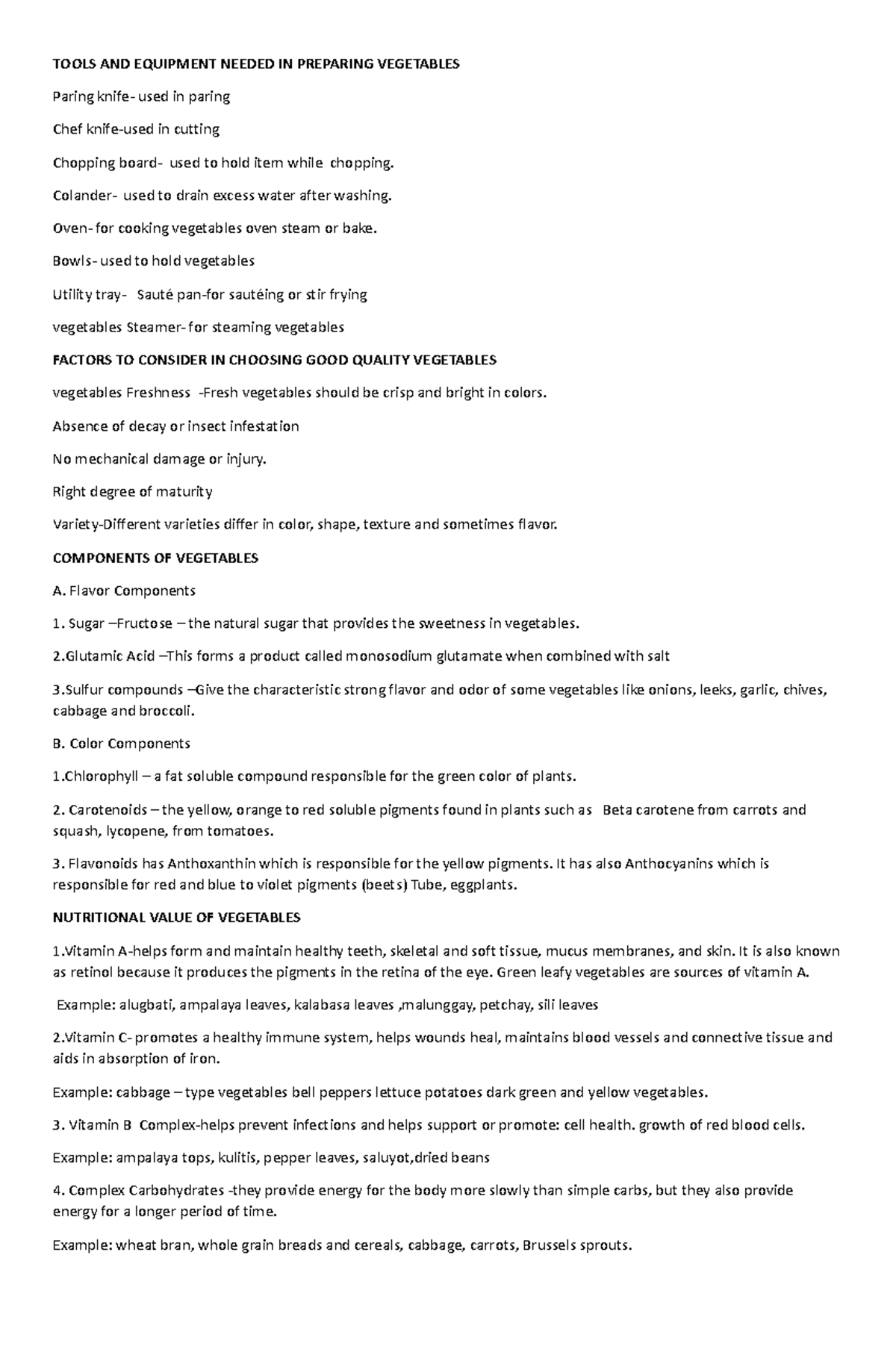 Tools AND Equipment Needed IN Preparing Vegetable 1 TOOLS AND