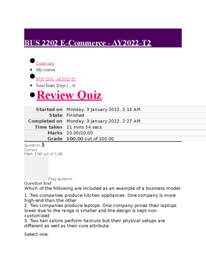 BUS 2202 Graded Quiz Unit 3 - Question 1 Correct Mark 1 Out Of 1. State ...