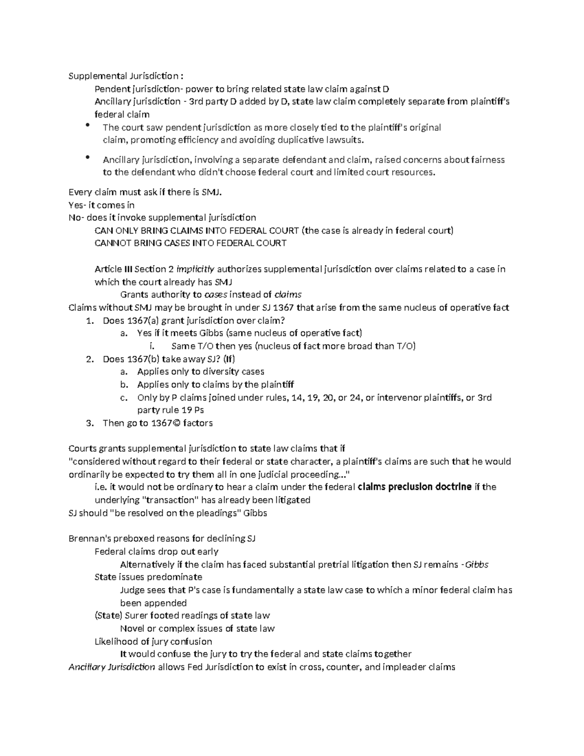 Supplemental Jurisdiction Ancillary jurisdiction, involving a