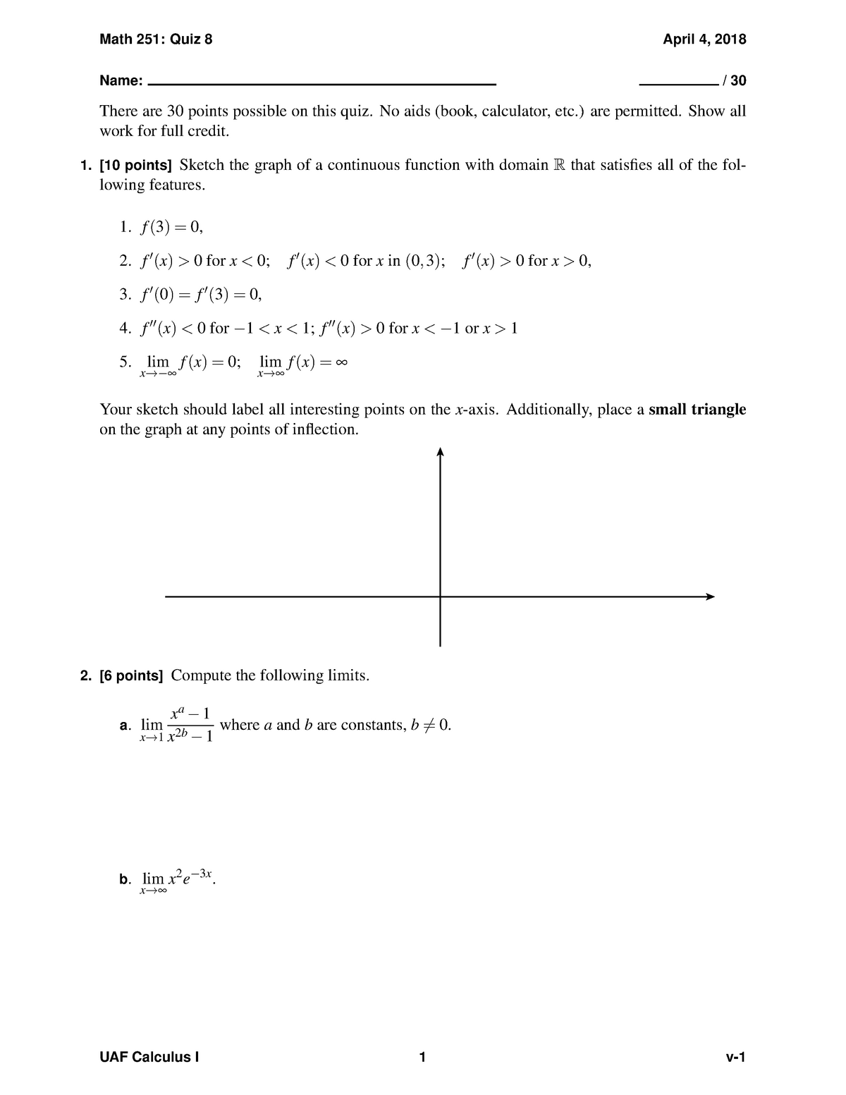 Quiz 8 V1 Quiz Math F251x Calculus I Uaf Studocu