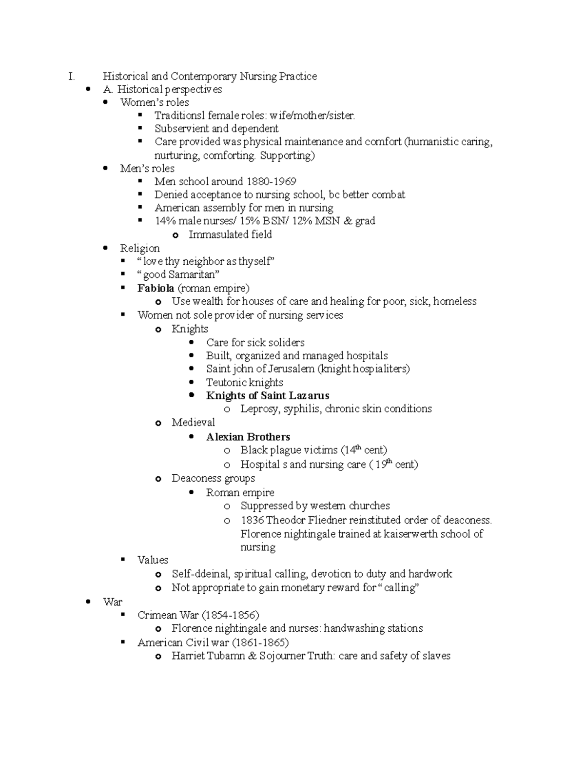 Chapter 1 - history of nursing - NURS 1A - Mt. SAC - Studocu