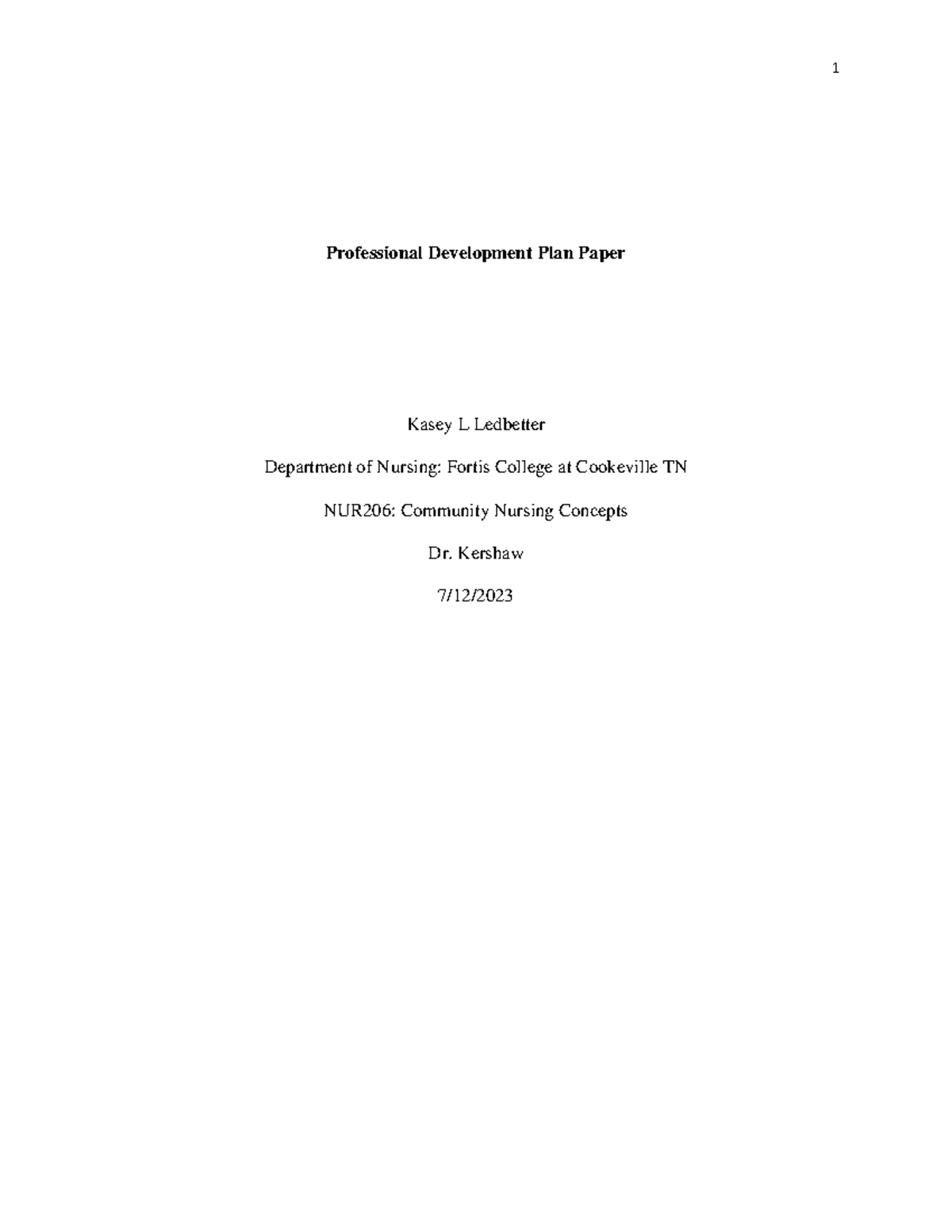 Professional Development Plan Paper Template-kledbetter 2023 (1)-1 ...