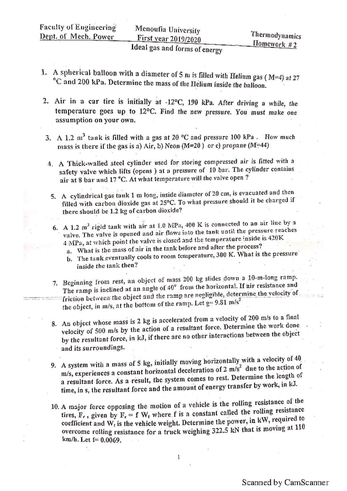 Sheet 2 Thermodynamics 2 Studocu