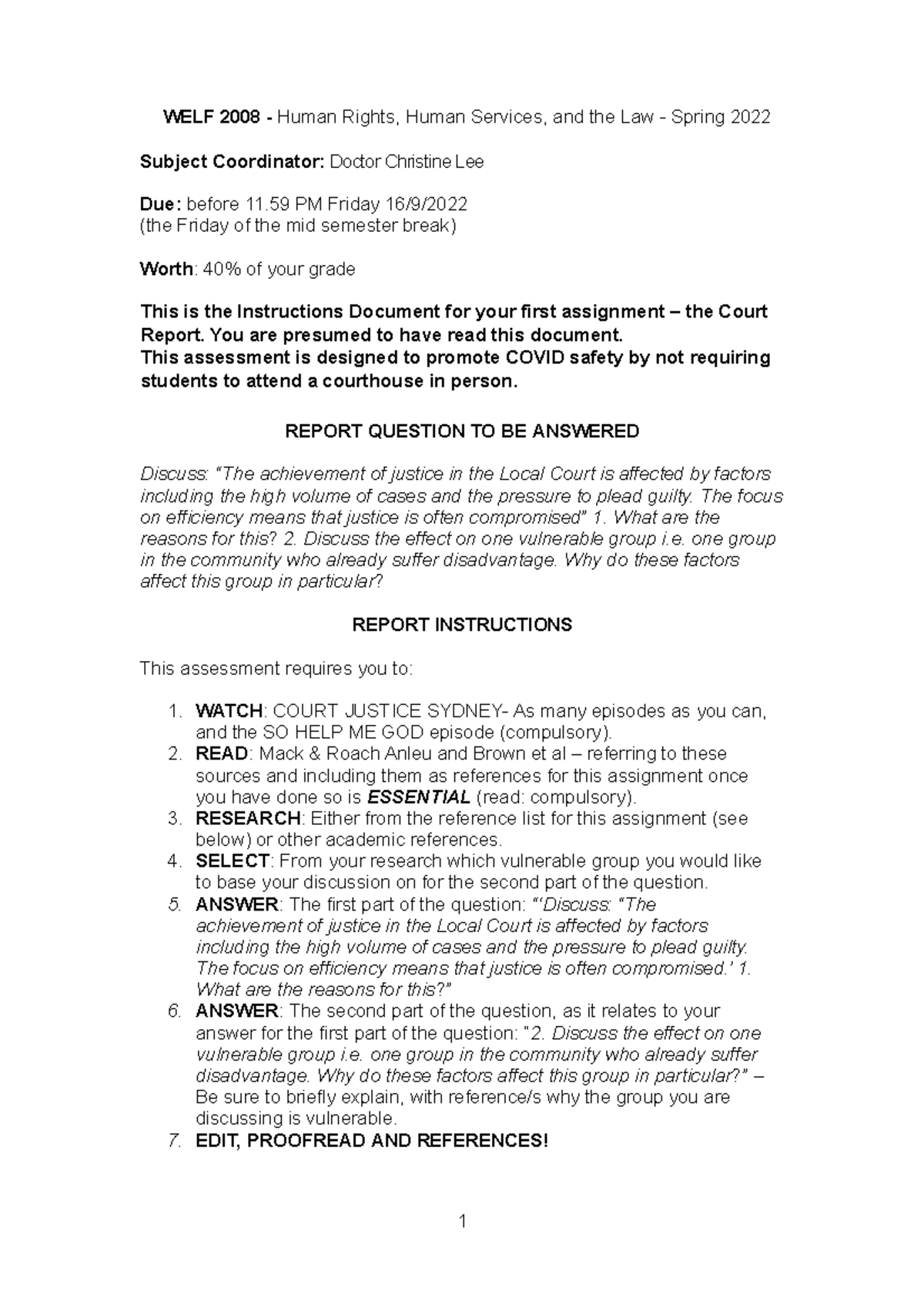 Hrhsl Court Report Instructions Spring 2022 9166257 WELF 2008 Human