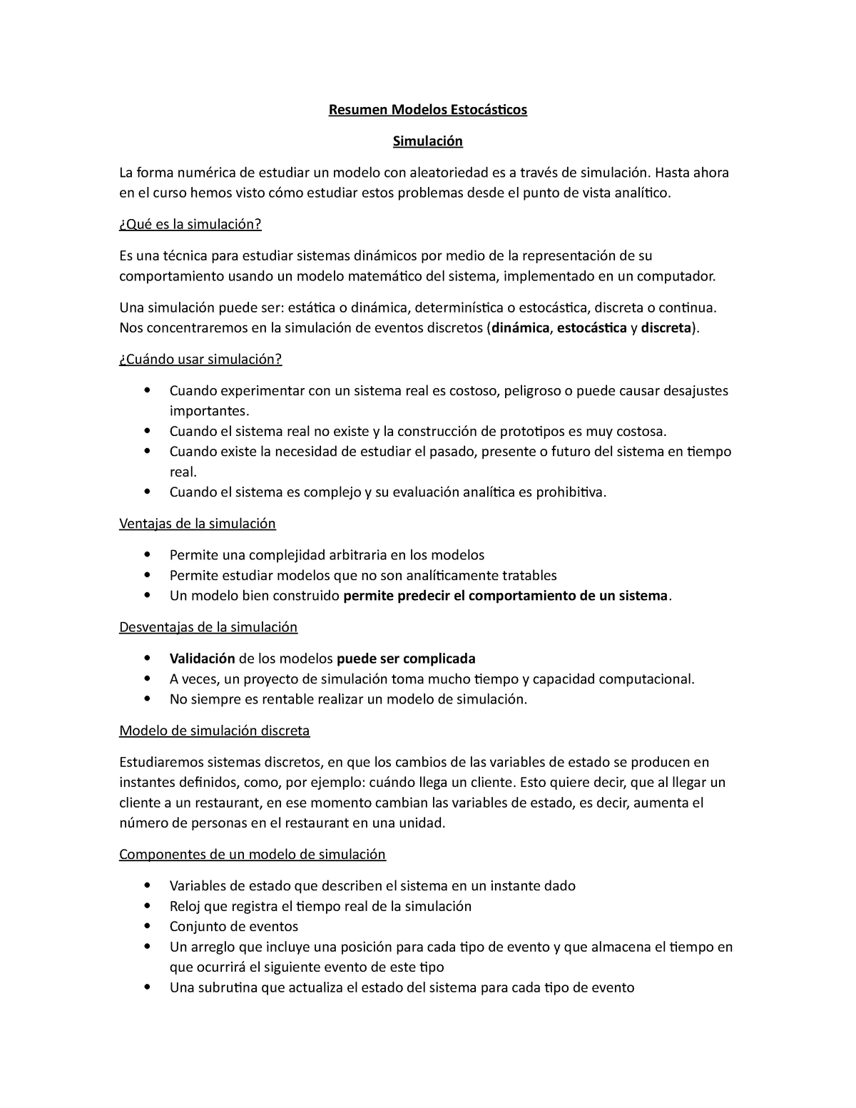 Resumen Simulación (Examen Modelos Estocásticos) - Resumen Modelos La forma  de estudiar un modelo - Studocu