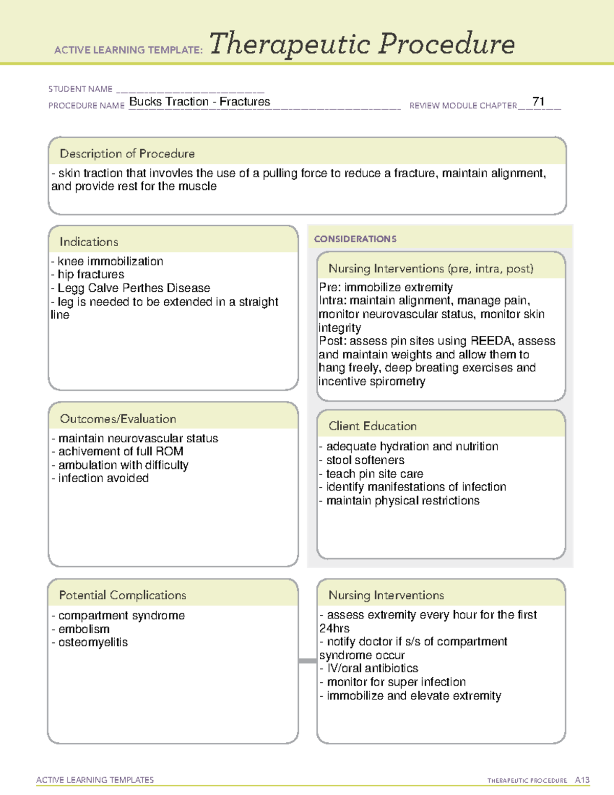 Therapeutic Procedure - Bucks Traction - ACTIVE LEARNING TEMPLATES ...