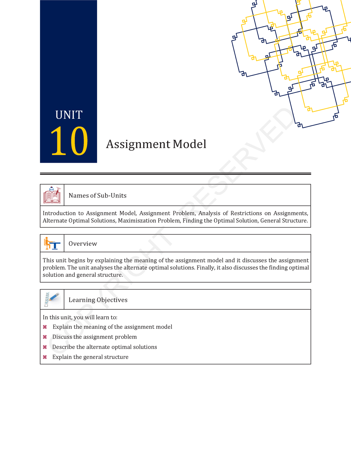 what is assignment model in quantitative techniques