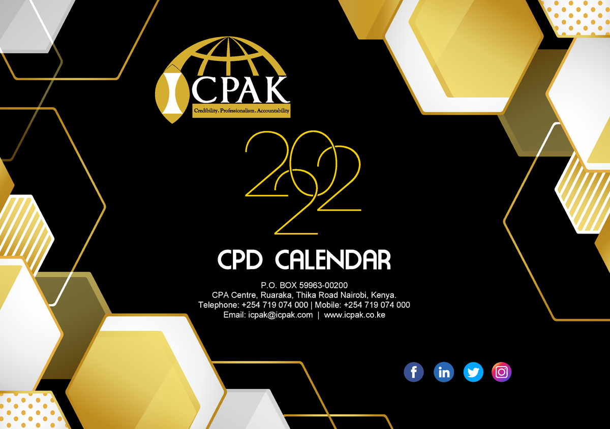 Icpak DESK Events Calendar 2022 v P. BOX 59963 CPA Centre, Ruaraka