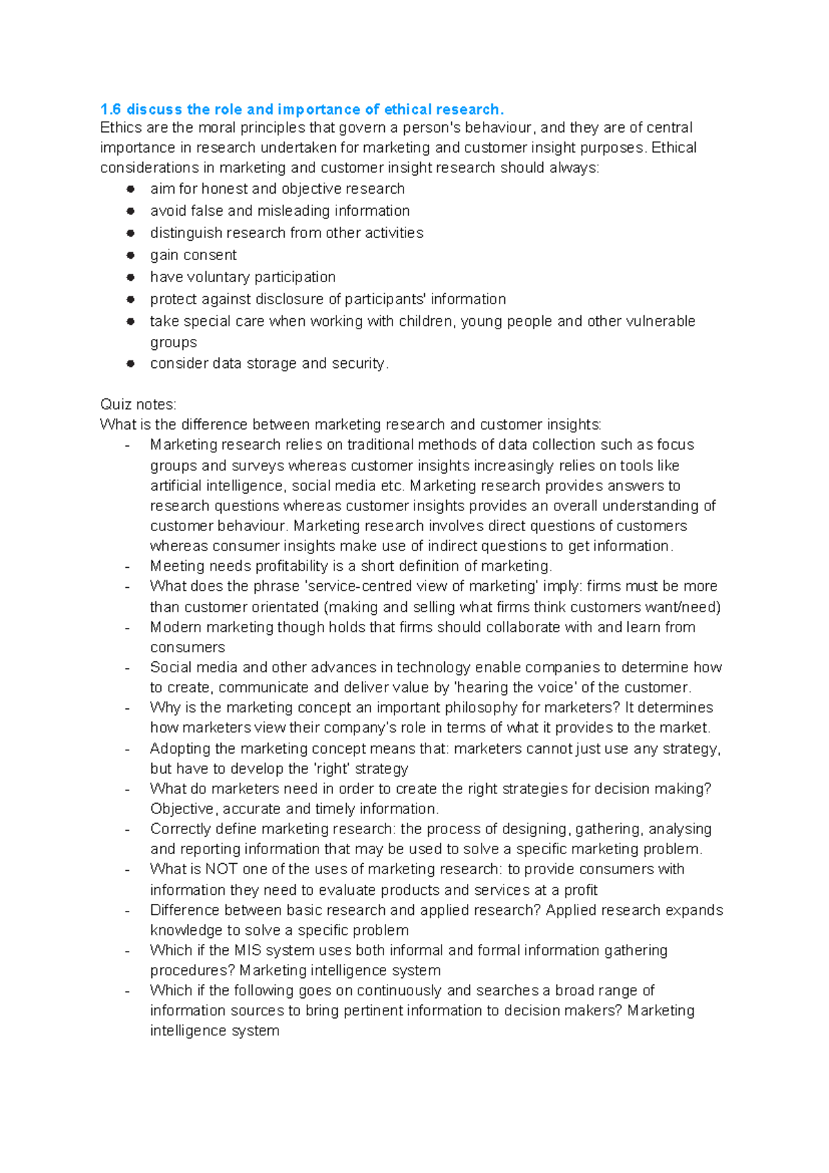 Module 2 notes - 1 discuss the role and importance of ethical research ...