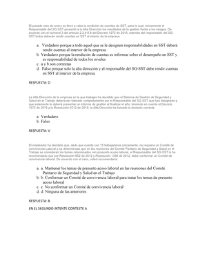 Solved En La Revisin Por La Direccin Que Se Llev A Cabo En Su Empresa Seguridad Y Salud