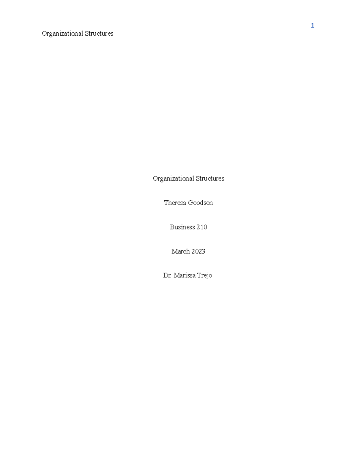 assignment organizational structure answer key