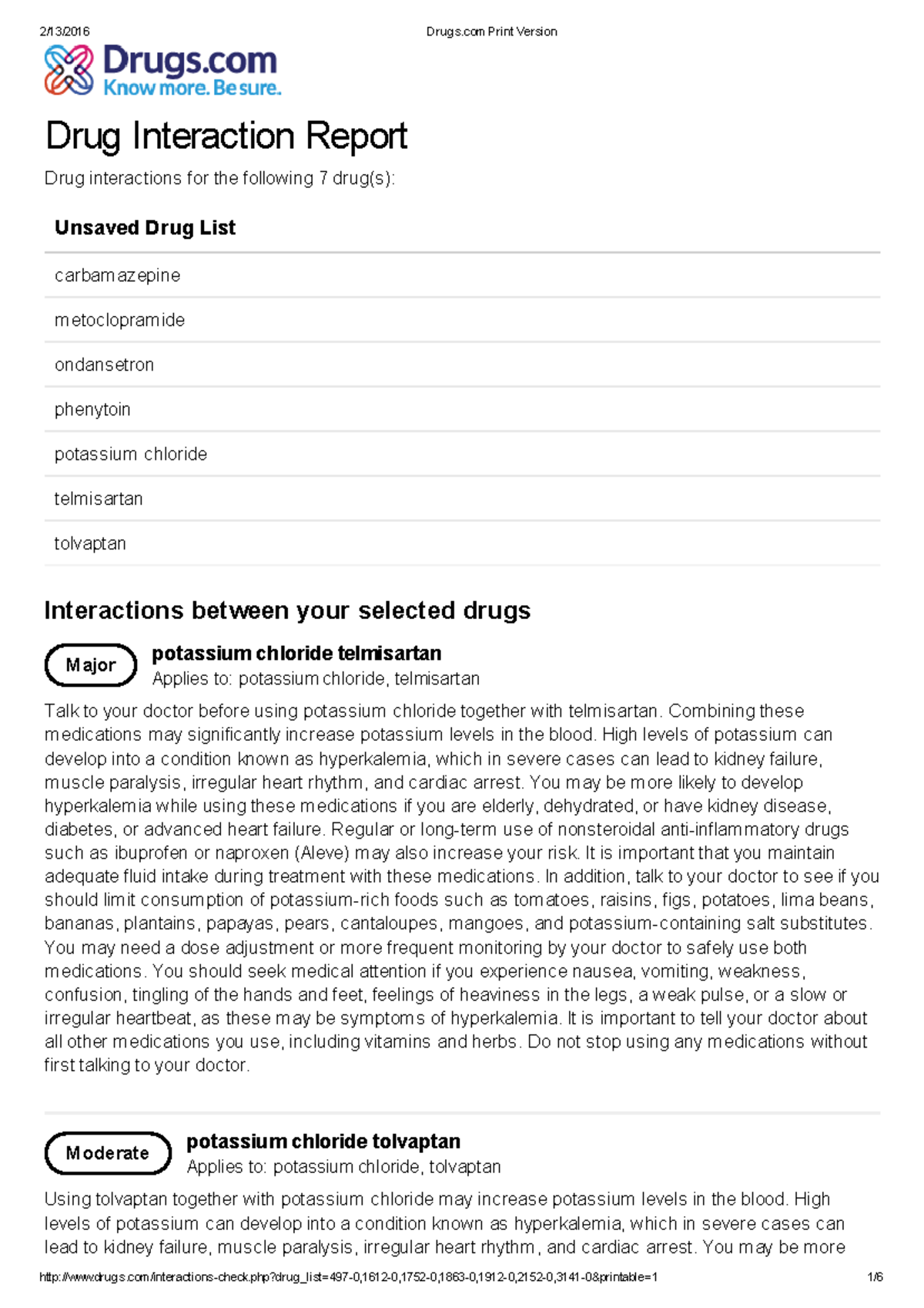 Drugs interaction case10 Major Moderate Drug Interaction Report Drug