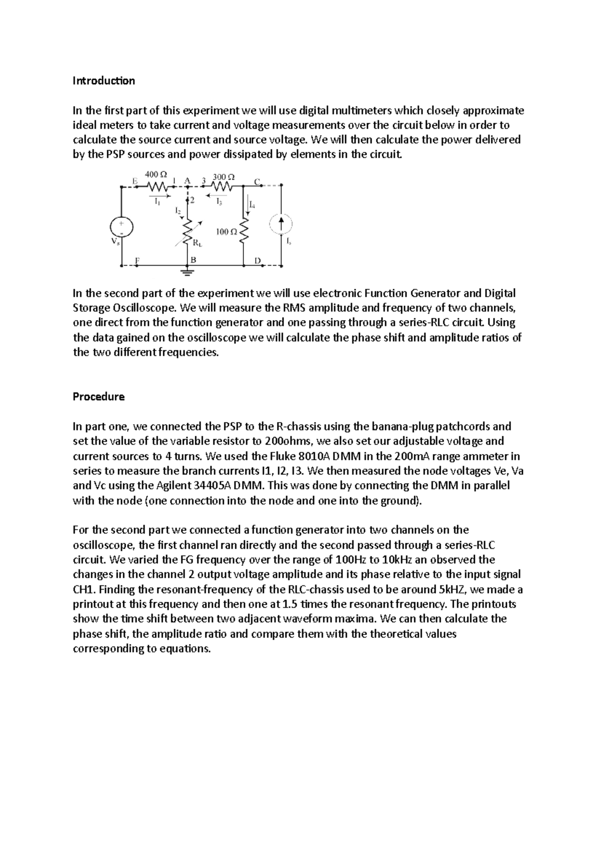 LAB report 1 Introduction In the first part of this experiment we
