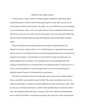Dantes Inferno Research Paper