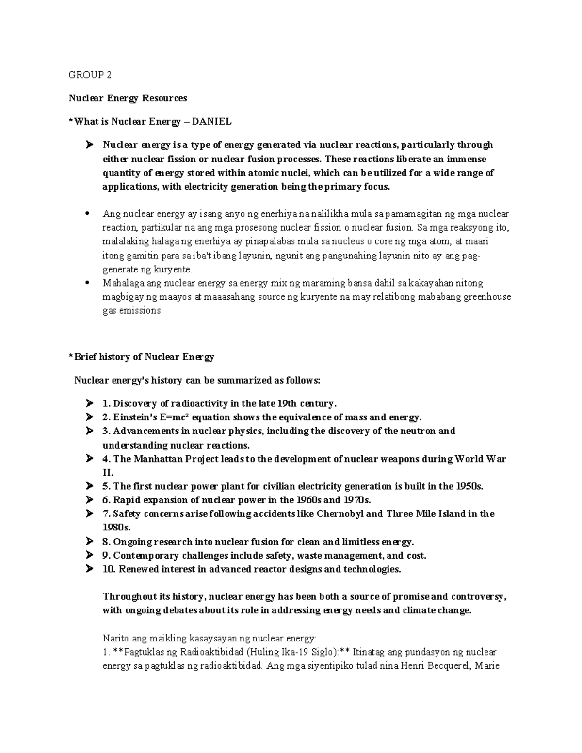 Group 2 Nuclear Energy - GROUP 2 Nuclear Energy Resources *What is ...