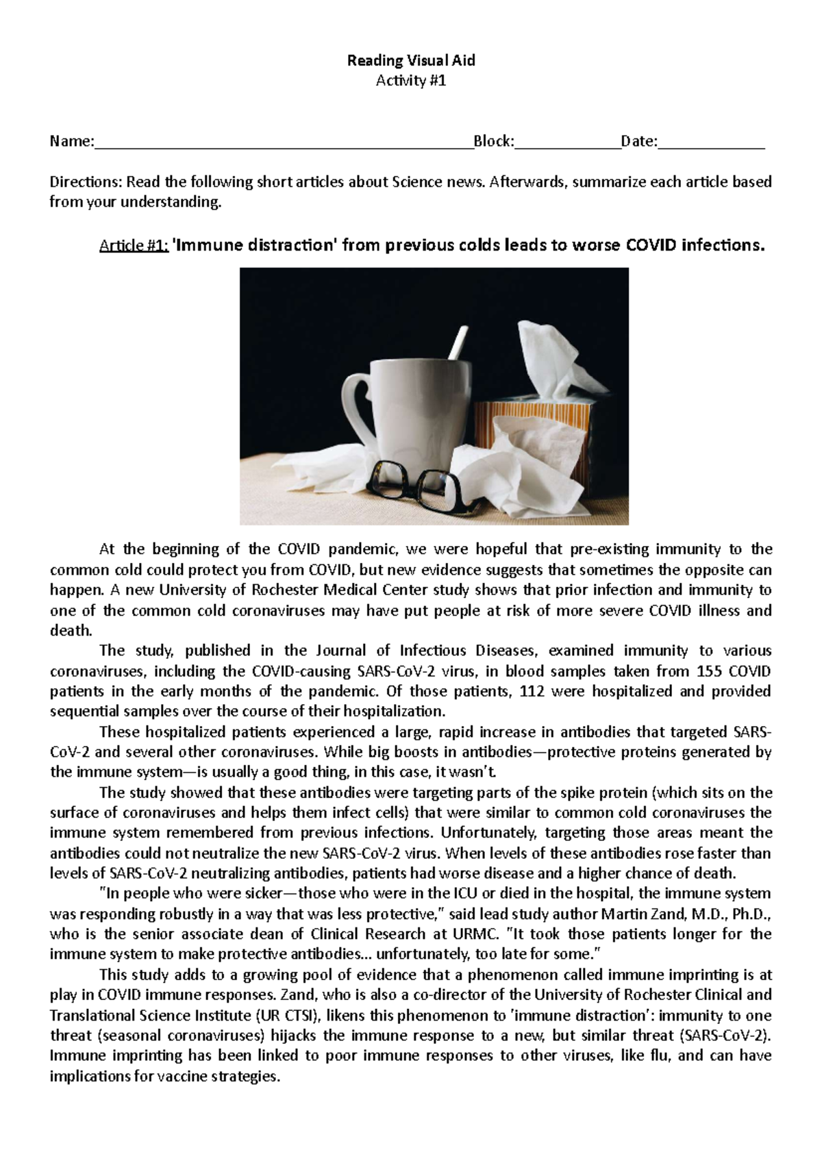 Activity1 Reading Visual Aid Reading Visual Aid Activity Studocu