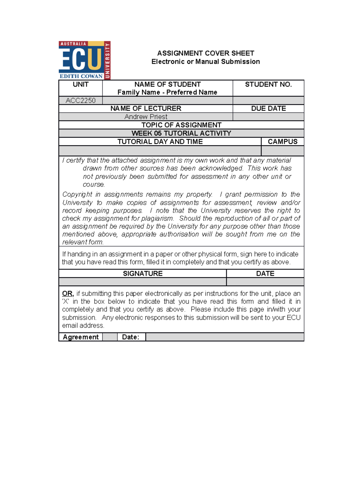 Assignment Cover Sheet Electronic Ecu – NJVFKL