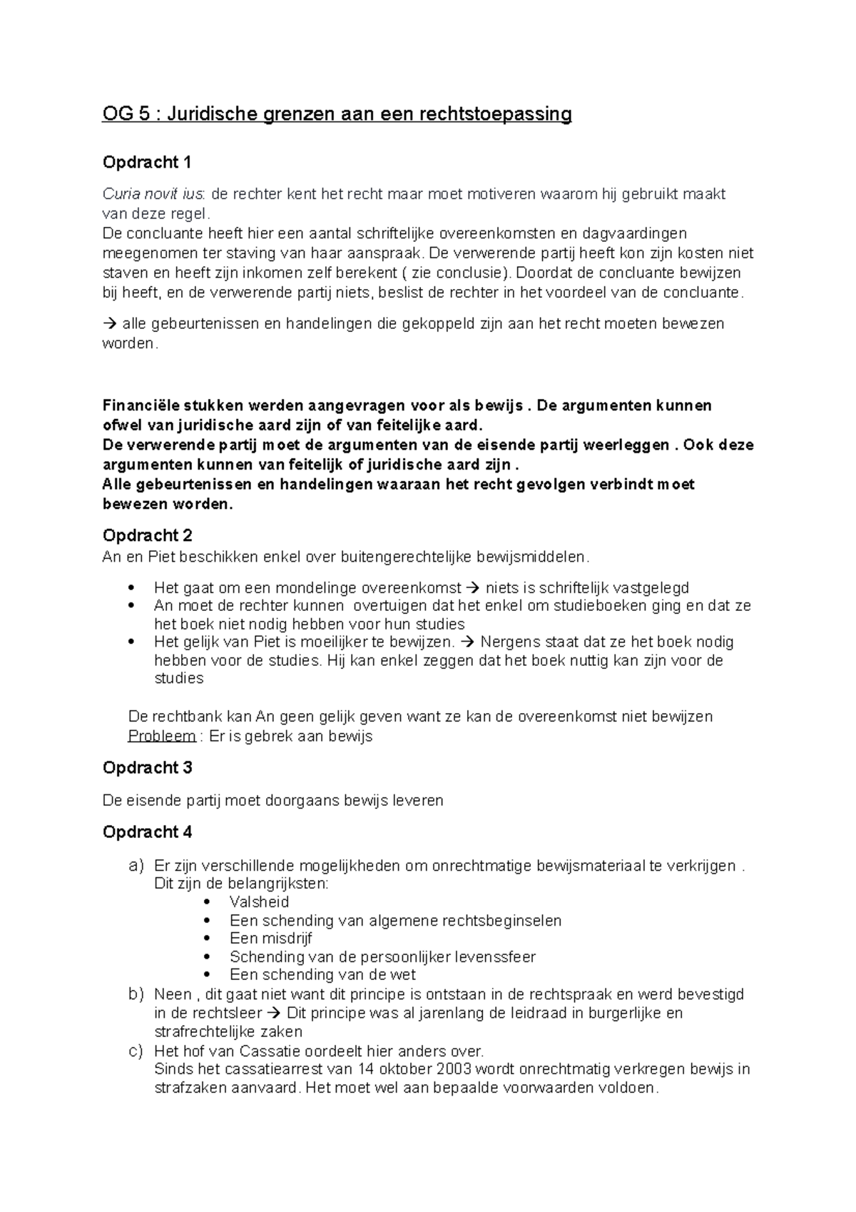 Practicum - Juridische Grenzen Aan Een Rechtstoepassing - OG 5 ...