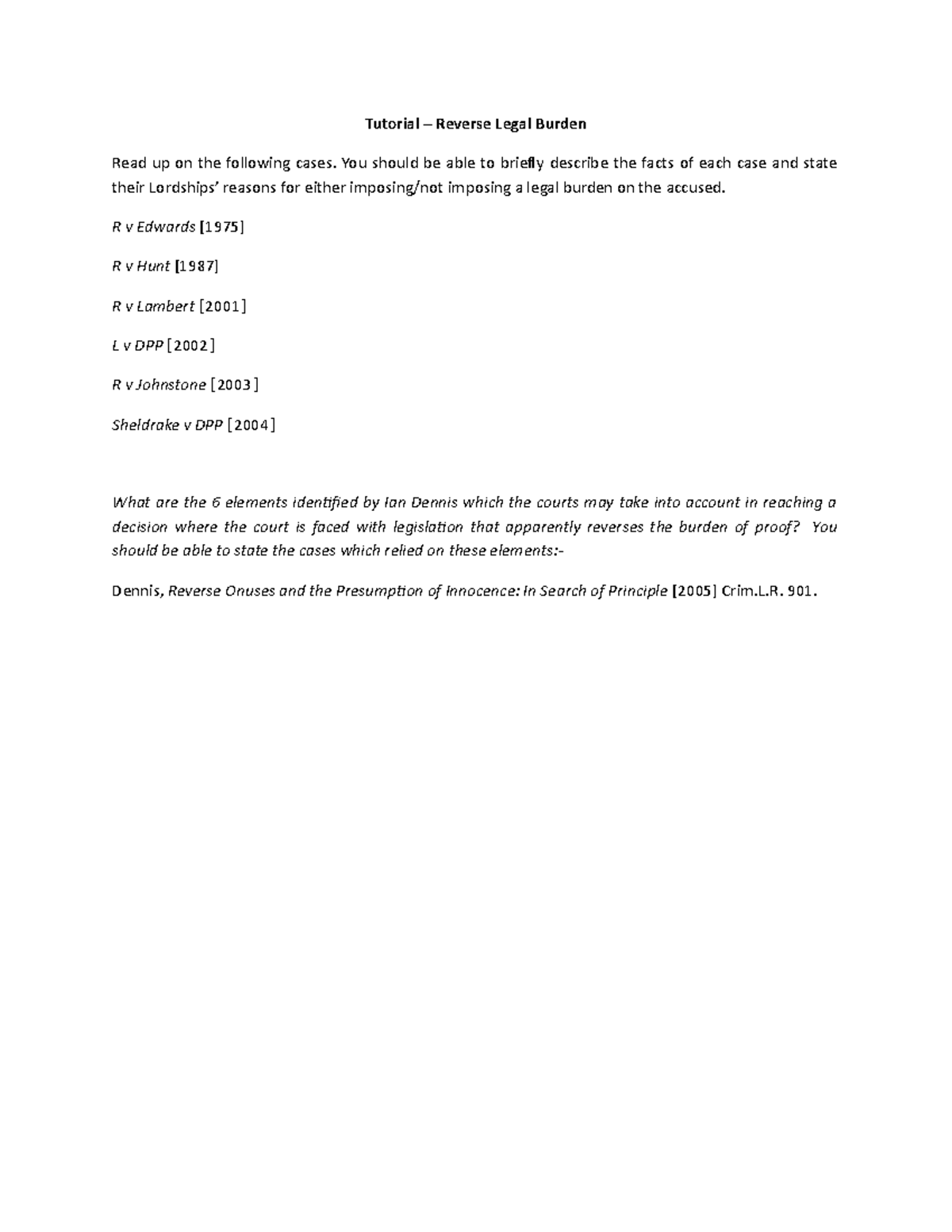 Tutorial Reverse Legal Burden Tutorial Reverse Legal Burden Read