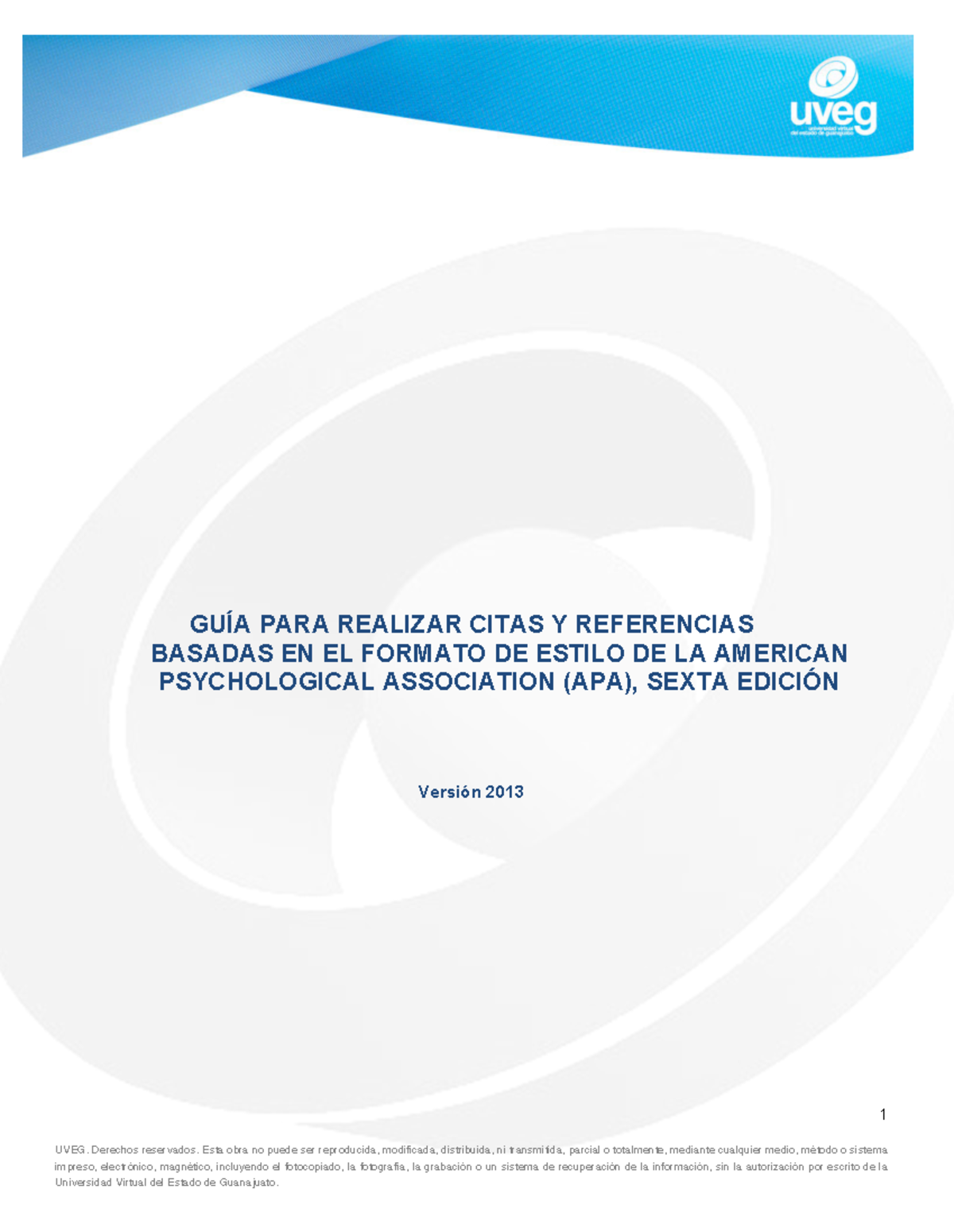 Manual APA Para Citar - 1 UVEG. Derechos Reservados. Esta Obra No Puede ...