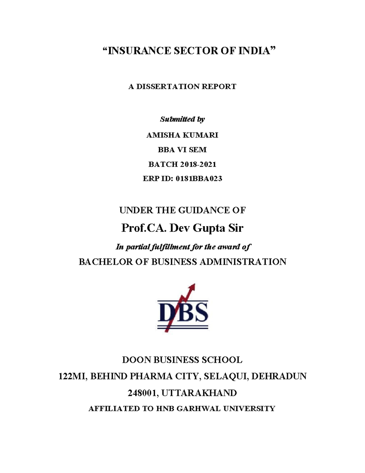 Report of insurance sector of india - “INSURANCE SECTOR OF INDIA” A ...