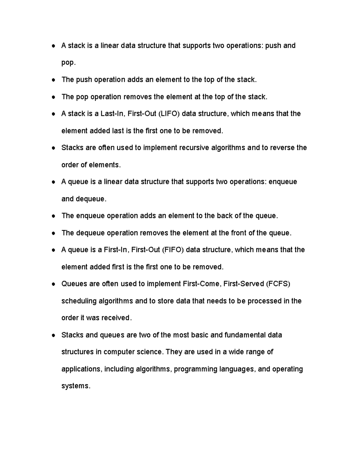 Stacks and Queues - A stack is a linear data structure that supports ...
