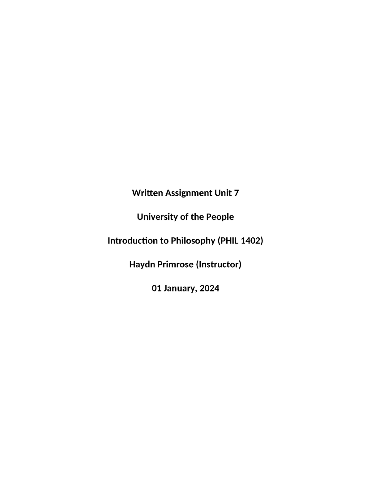 Phil 1402 Written Assignment Unit 7 - Written Assignment Unit 7 ...