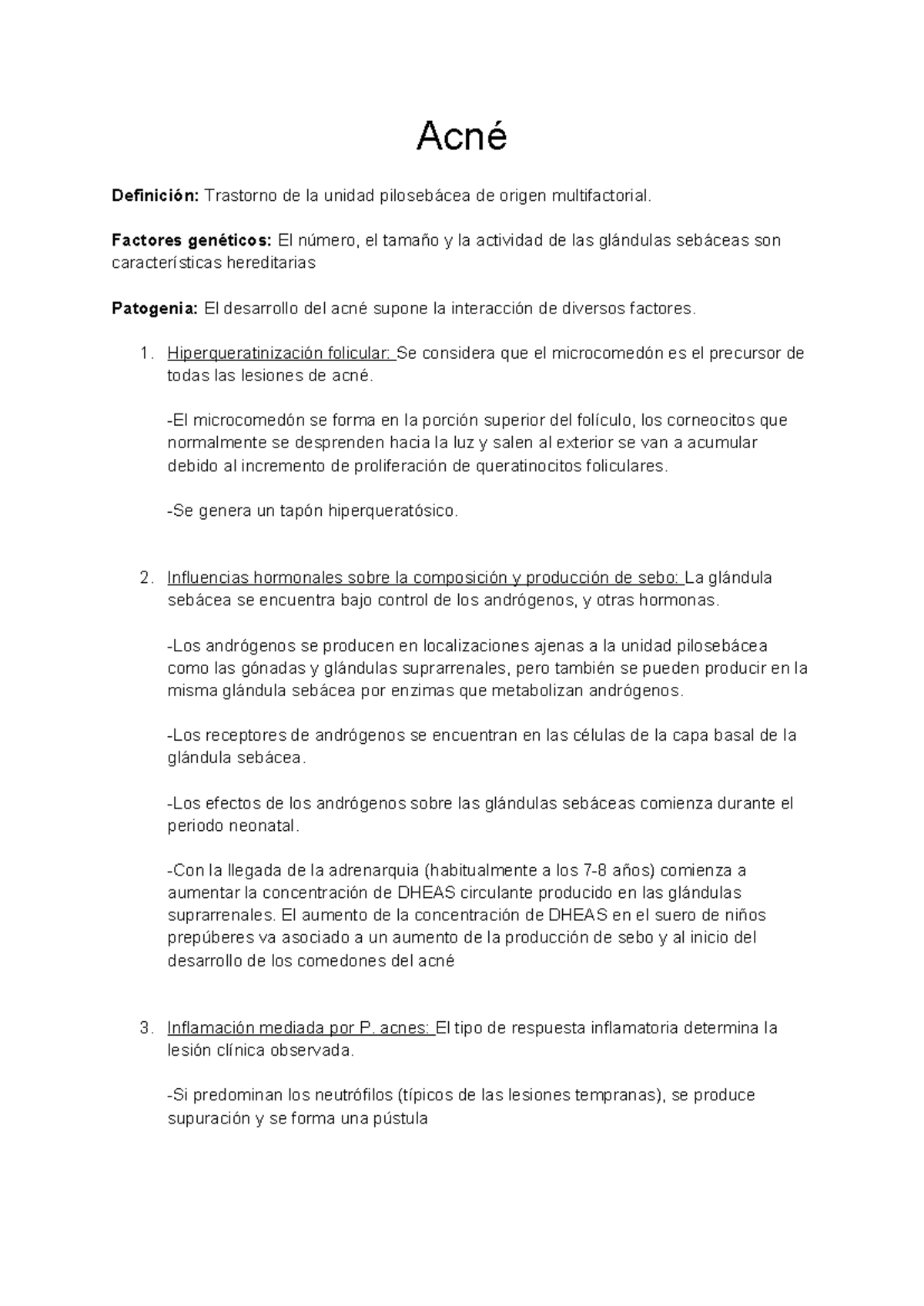 Acné - Acne - Acné Definición: Trastorno de la unidad pilosebácea de ...