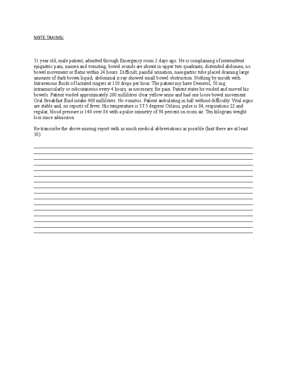 NOTE Taking - Learning how to put medical terminology into your nursing ...