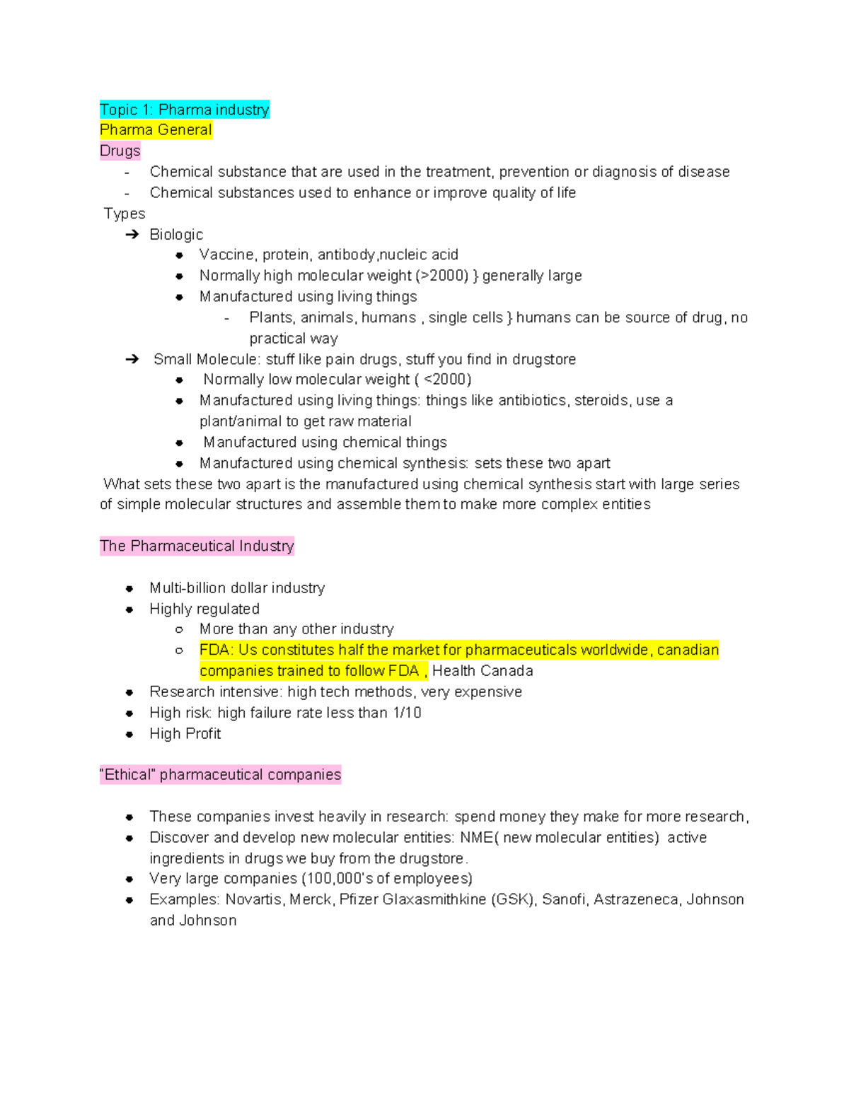 BPS2110 - BPS notes all of topic 1 - bio target 1 - Topic 1: Pharma ...