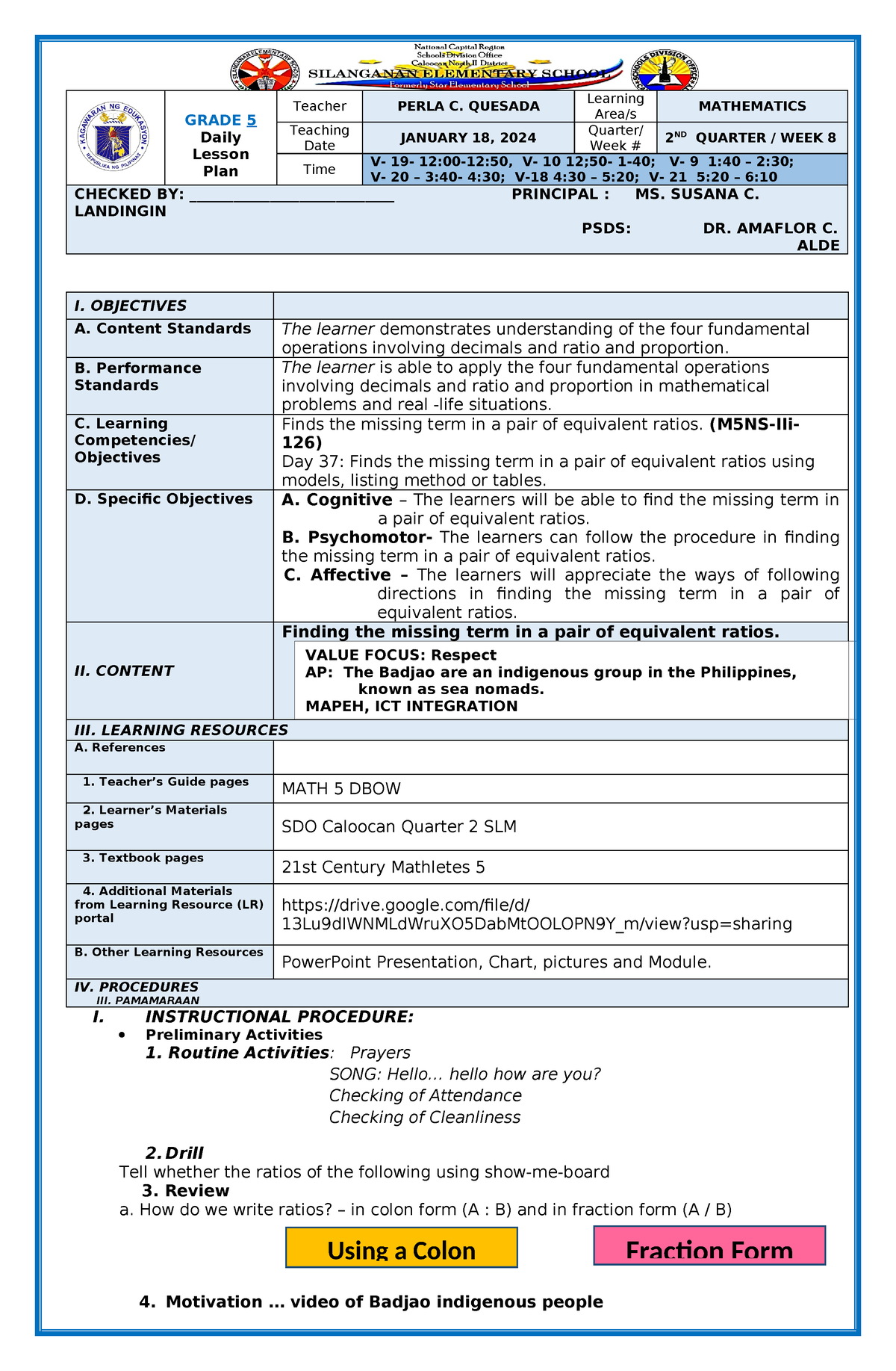 Demo LP COT 2 2023 2024 GRADE 5 Daily Lesson Plan Teacher PERLA C   Thumb 1200 1835 