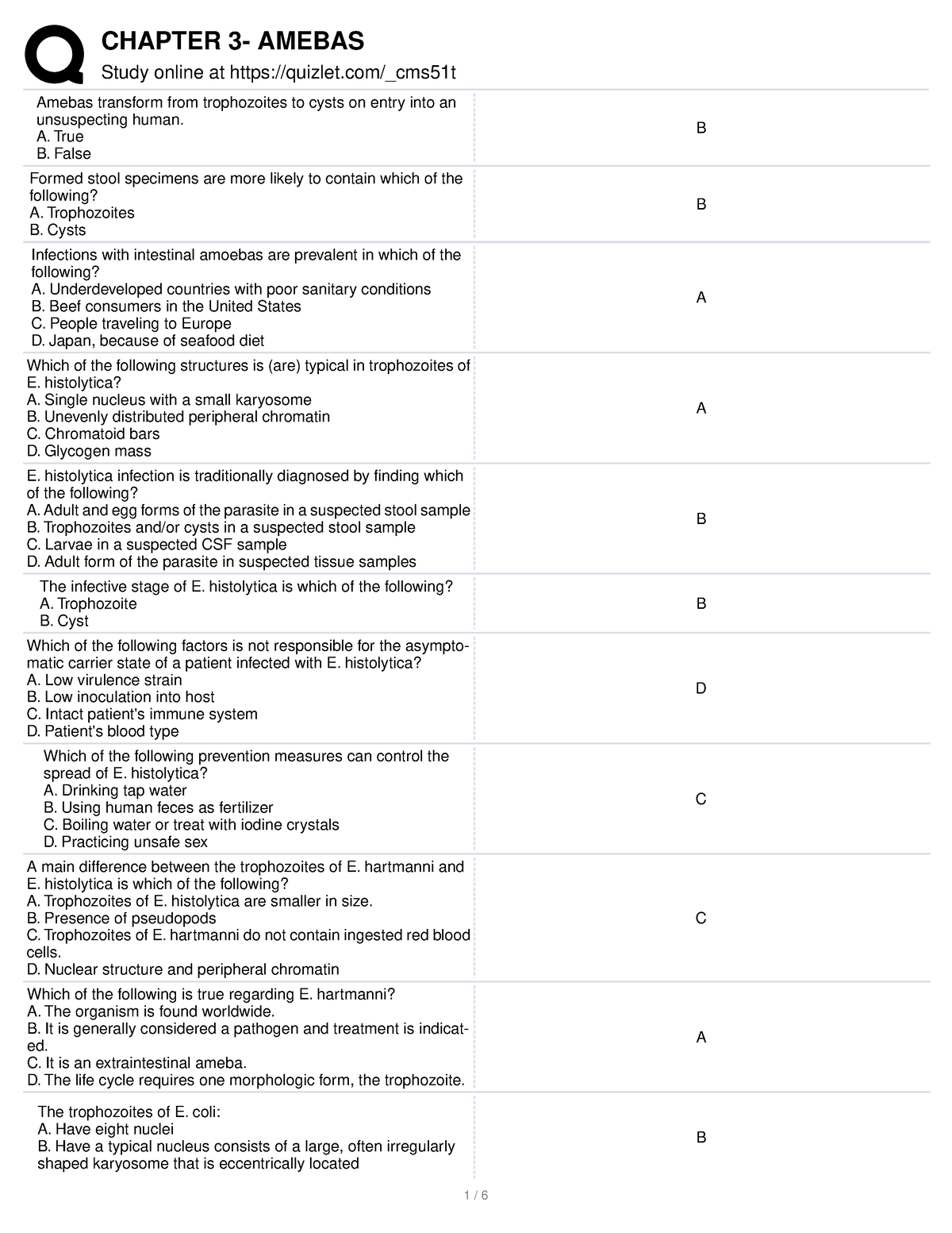 CHAP 3 - PARA - Study online at quizlet/_cms51t Amebas transform from ...