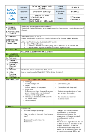 7 E Lesson PLAN PROF ED5 - 7 E’s LESSON PLAN IN SCIENCE I. OBJECTIVES ...